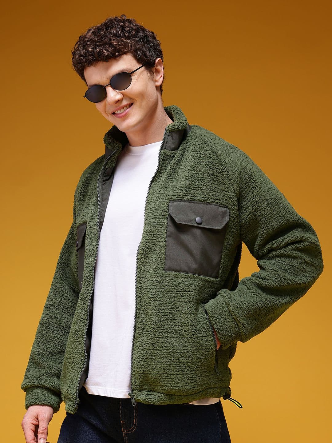 HERE&NOW Mock Collar Fleece Sherpa Jacket - view 1