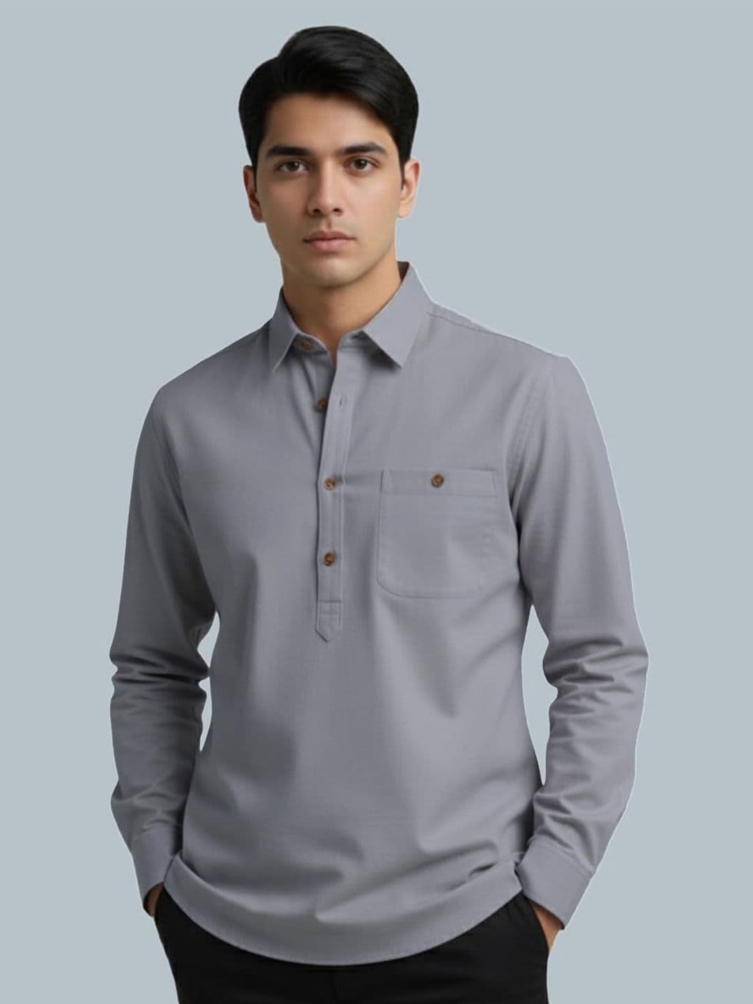 Vida Loca Shirt Collar Roll Up Sleeves Short Kurta - view 1