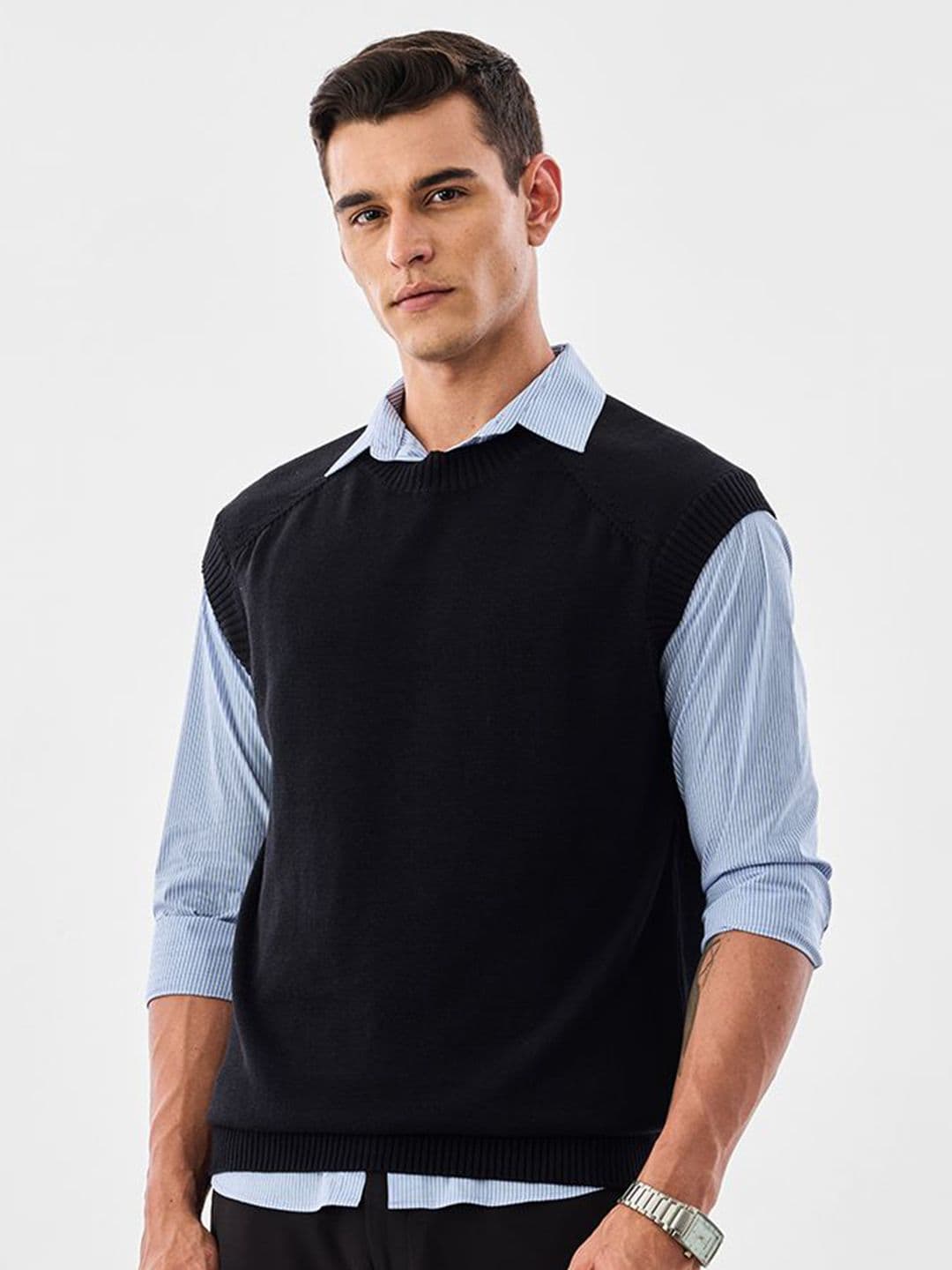 Snitch Men Round Neck Sleeveless Cotton Sweater Vest - view 1