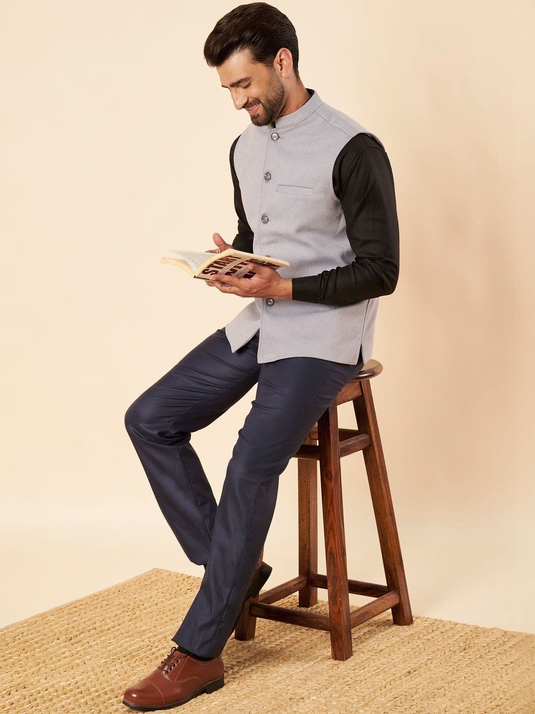 Zamour Woven Nehru Jackets - view 1