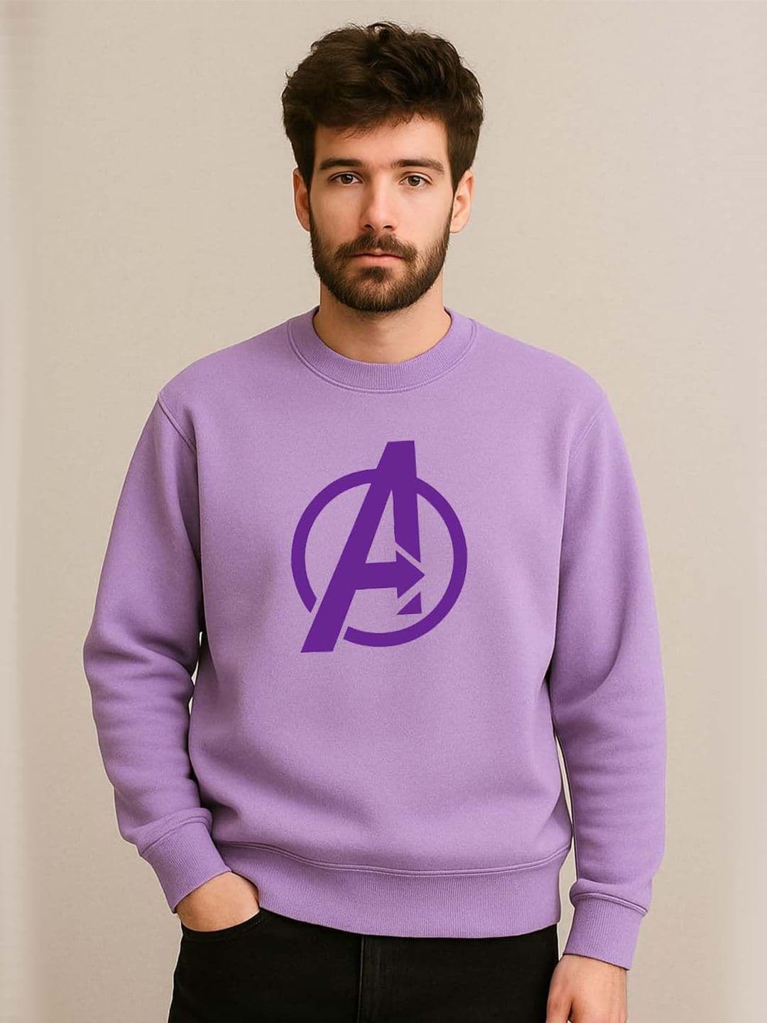 Organic Chics Men Avengers Printed Round Neck Pullover Sweatshirt - view 1