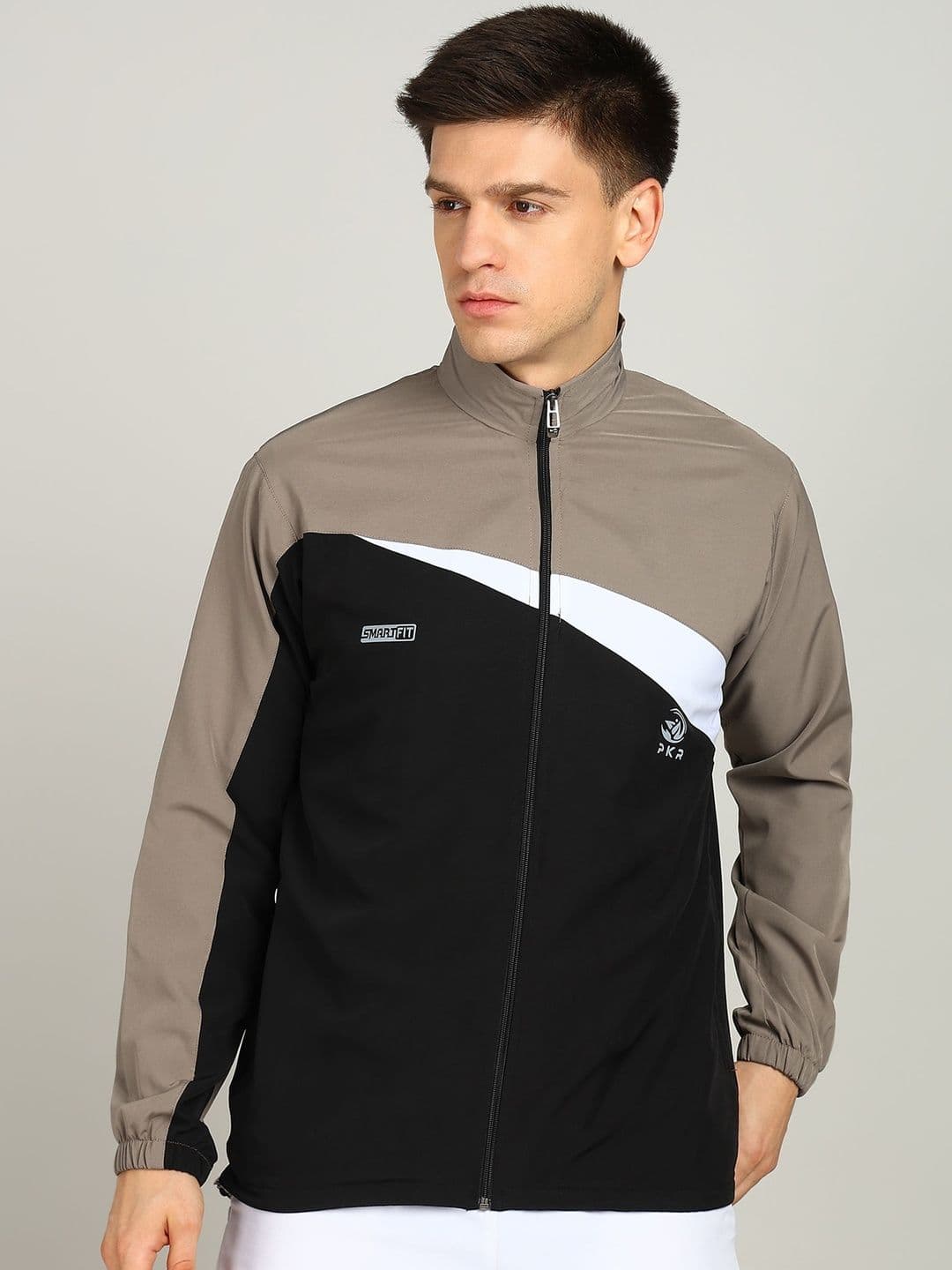 GNOCKFACE Men Colourblocked Long Sleeves Stand Collar Sporty Jacket - view 1
