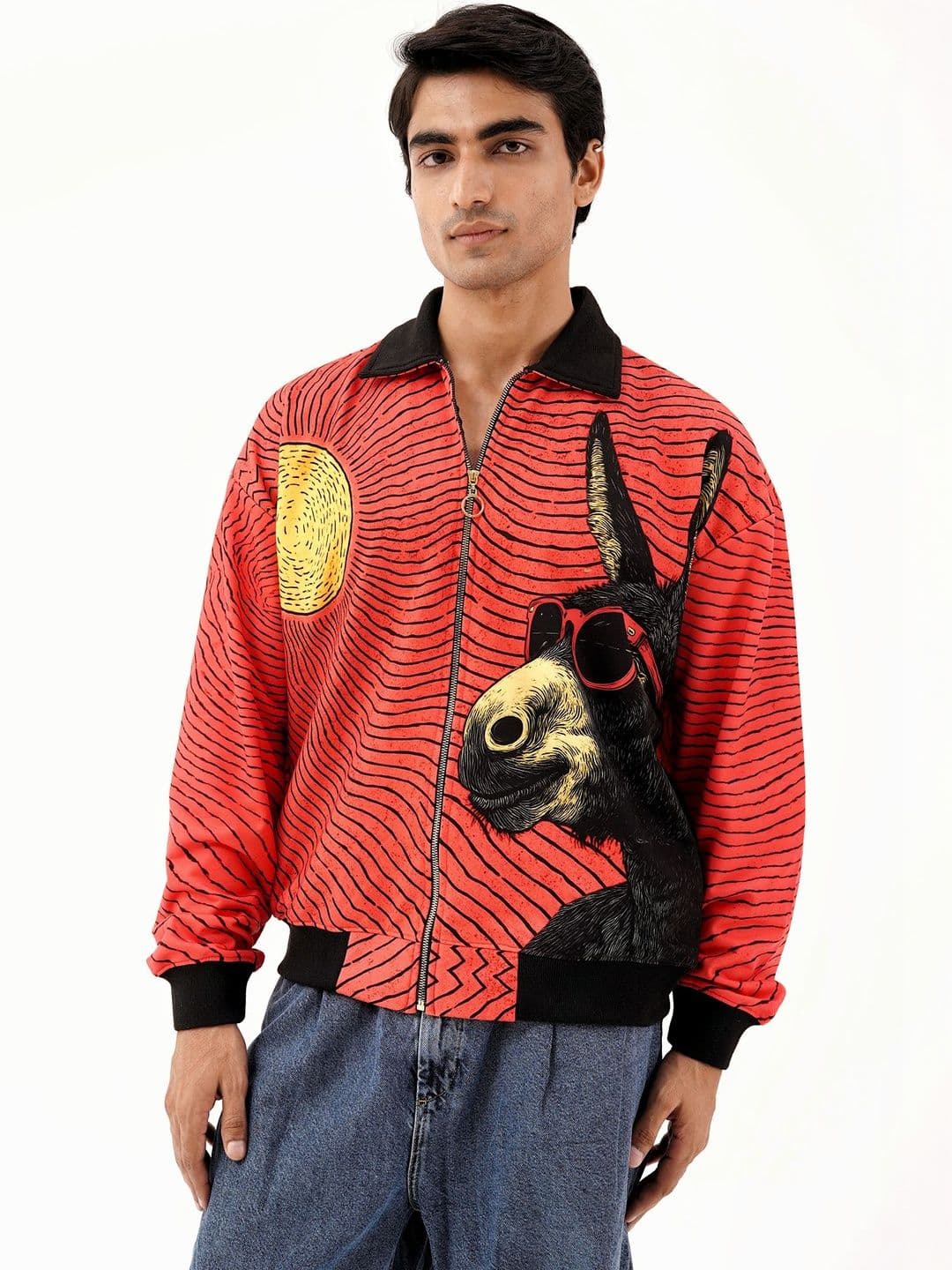 Clazzey Men Graphic Printed Fleece Lightweight Bomber Jacket - view 1