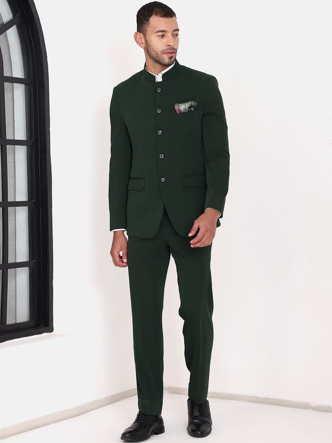 MANQ Men Mandarin Collar Bandhgala Slim-Fit 2-Piece Suits - view 1