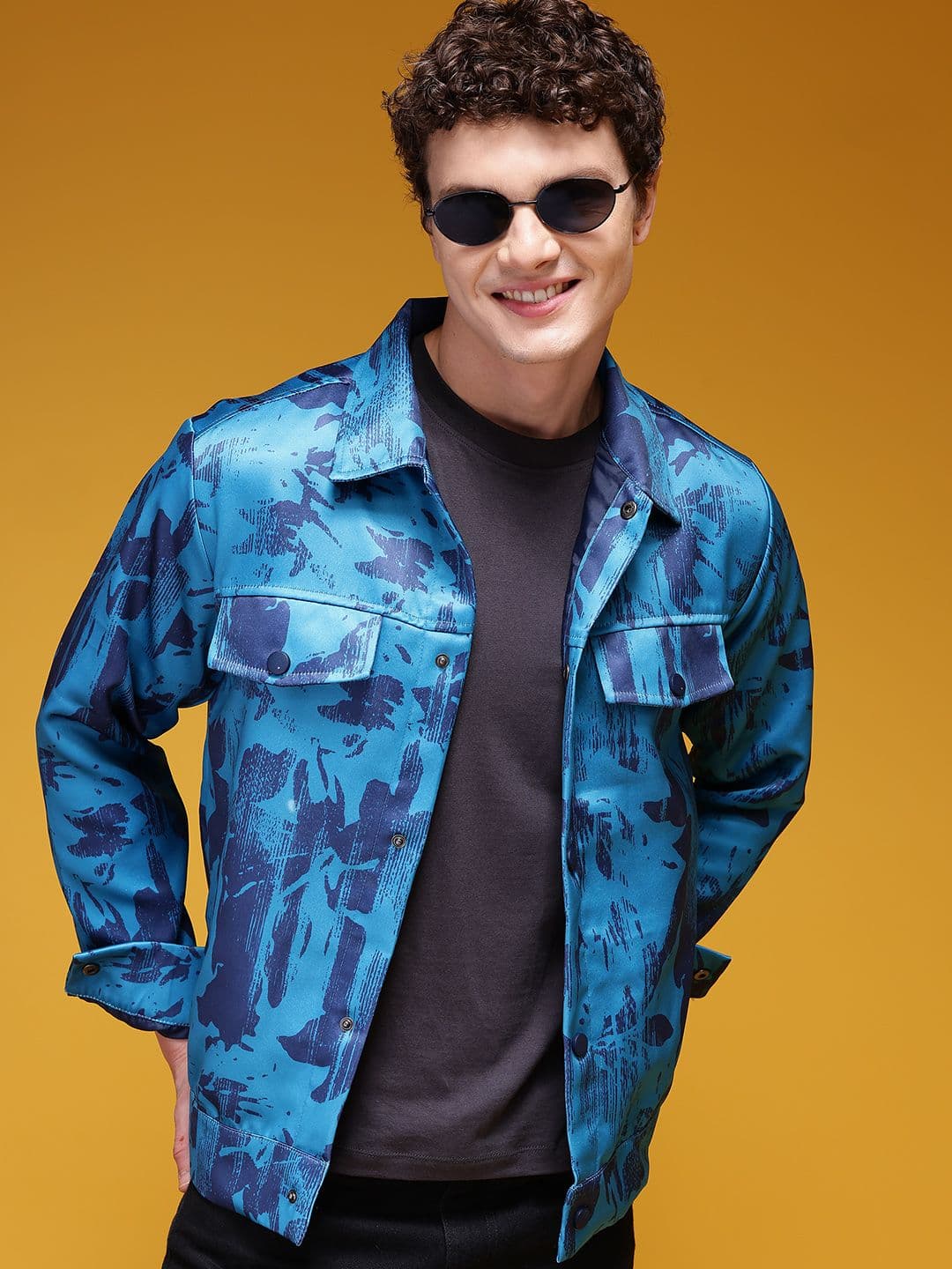 HERE&NOW Abstract Printed Spread Collar Tailored Jacket - view 1