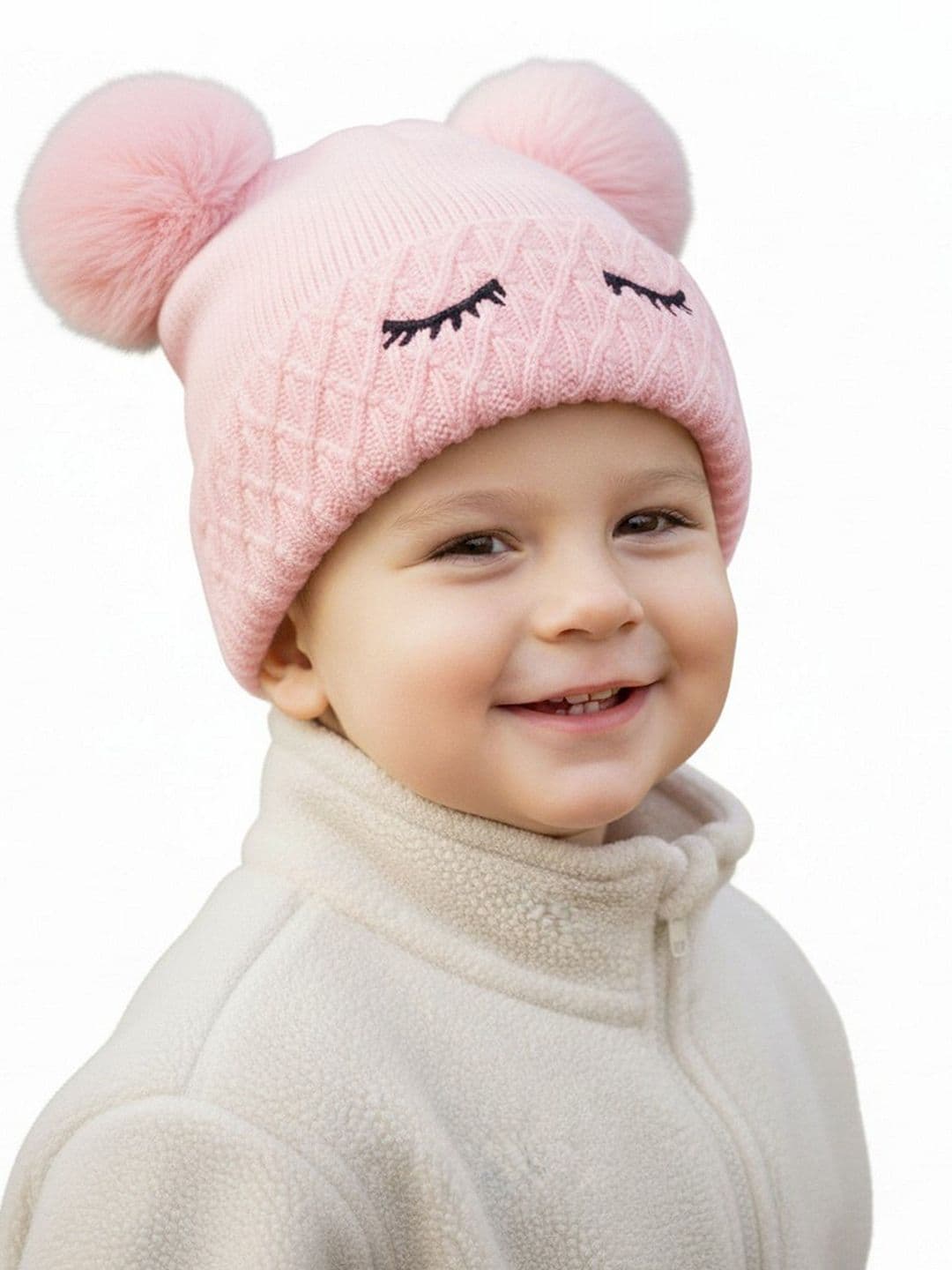 Infispace Kids Wool Cap with Double Pom Pom and Soft Fur Layer - view 1