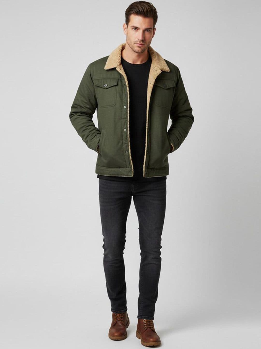 Mast & Harbour Men Spread Collar Solid Open Front Jacket - view 1