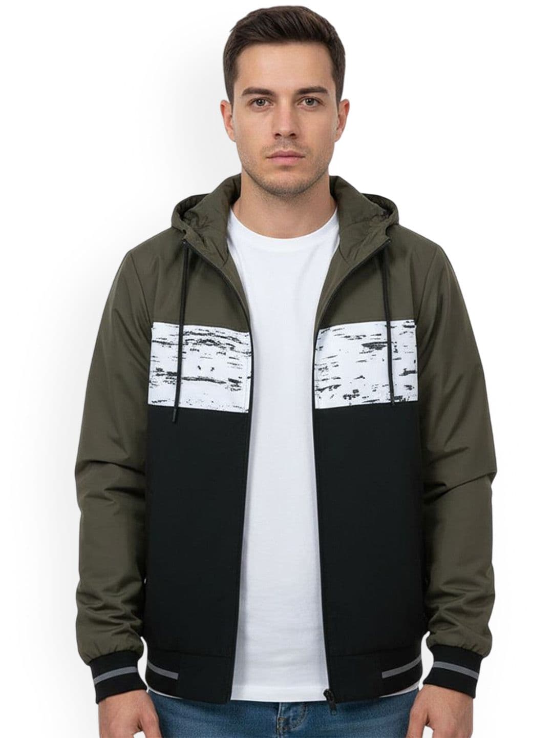 The Roadster Lifestyle Co. Colourblocked Hooded Sporty Jacket - view 1