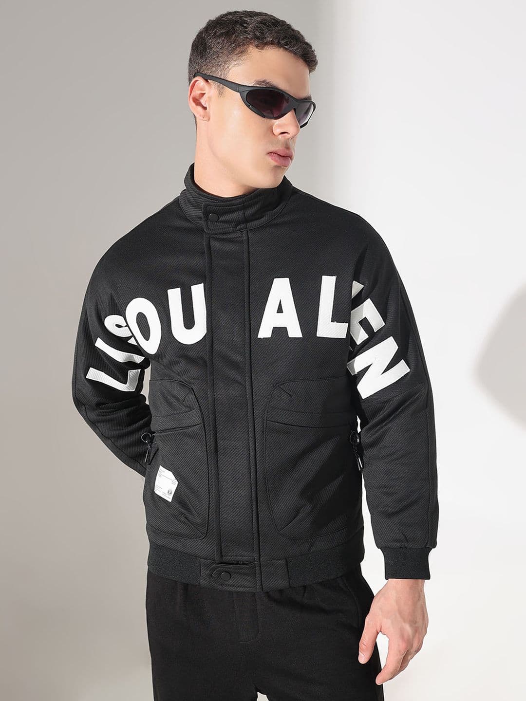 SHOWOFFFF Men Black Typography Lightweight Cotton Tailored Jacket - view 1