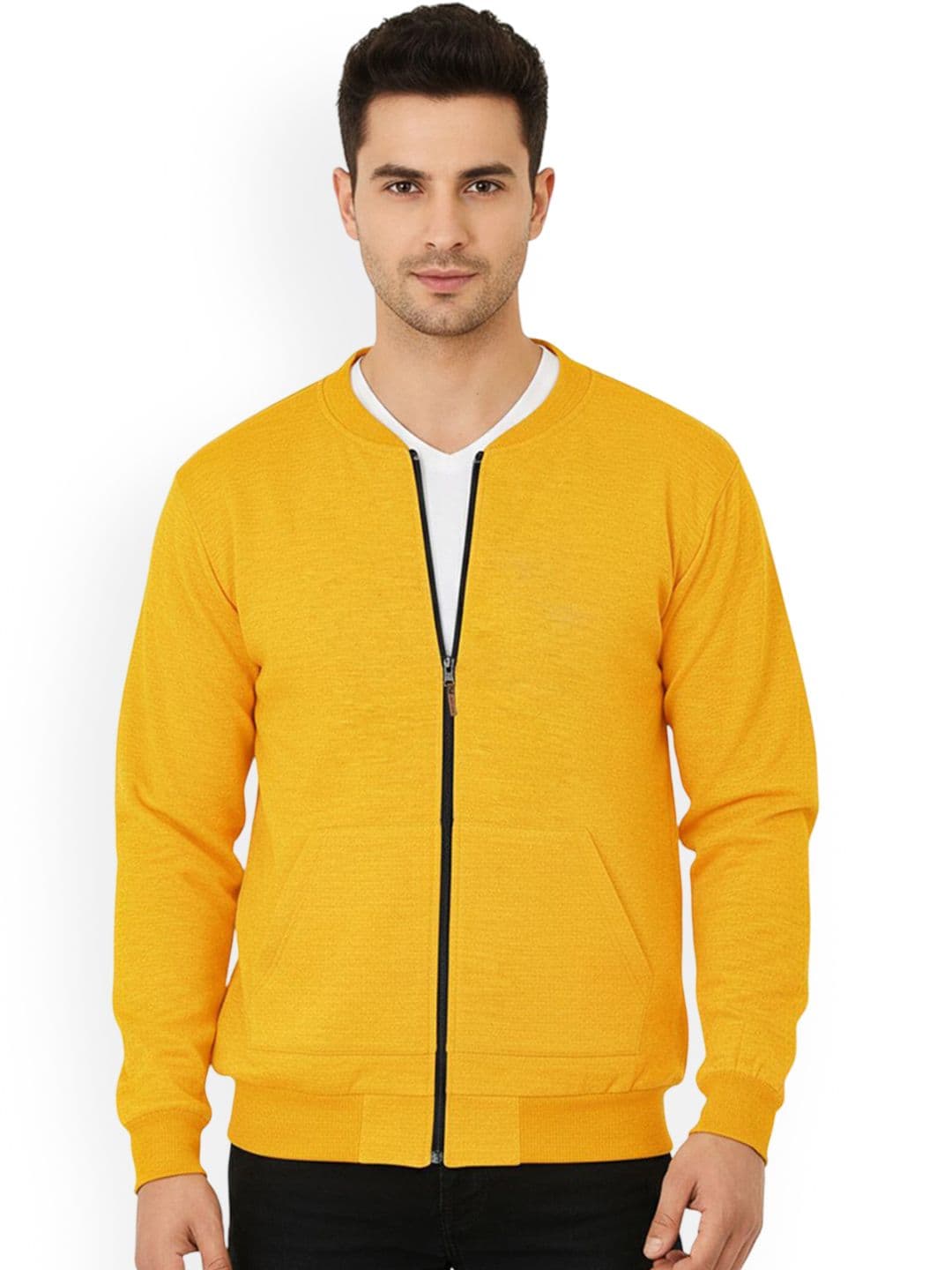 Leotude Men Stand Collar Solid Bomber Jacket With Zipper Closure And Side Pockets - view 1