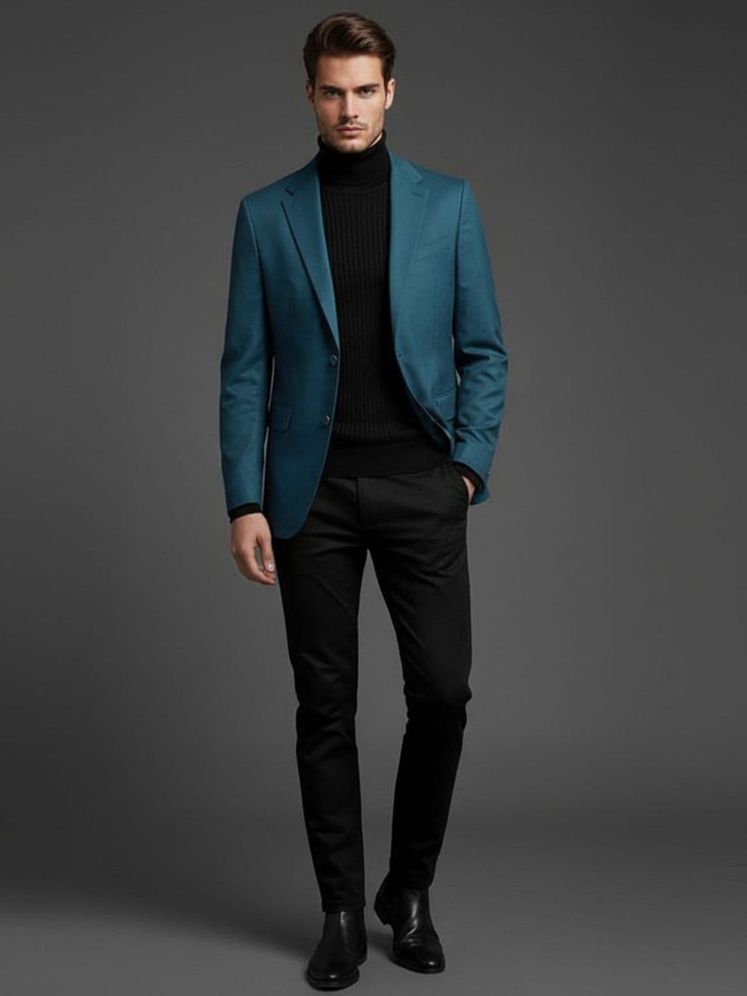 INVICTUS Men Solid Notched Lapel Collar Blazers - view 1