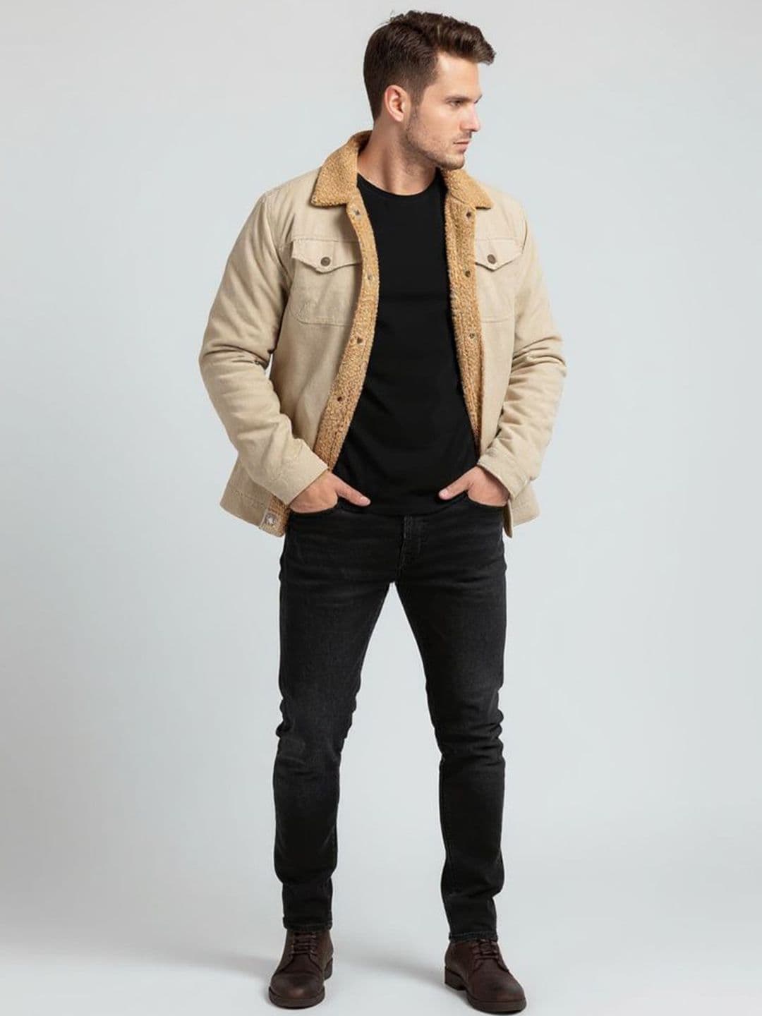 Mast & Harbour Men Spread Collar Solid Open Front Jacket - view 1
