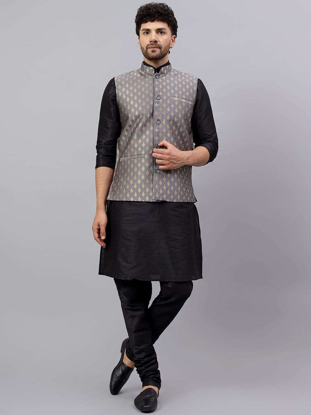 Latest Chikan Garments Men Ethnic Motifs Woven Design Nehru Jackets - view 1