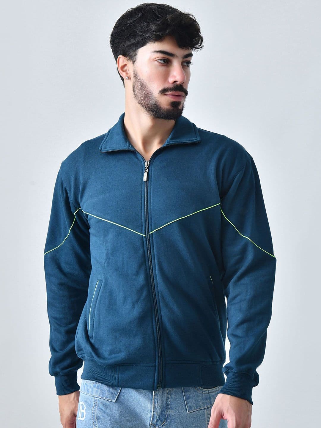 BAESD Men Mock Collar Solid Lightweight Bomber Jacket - view 1