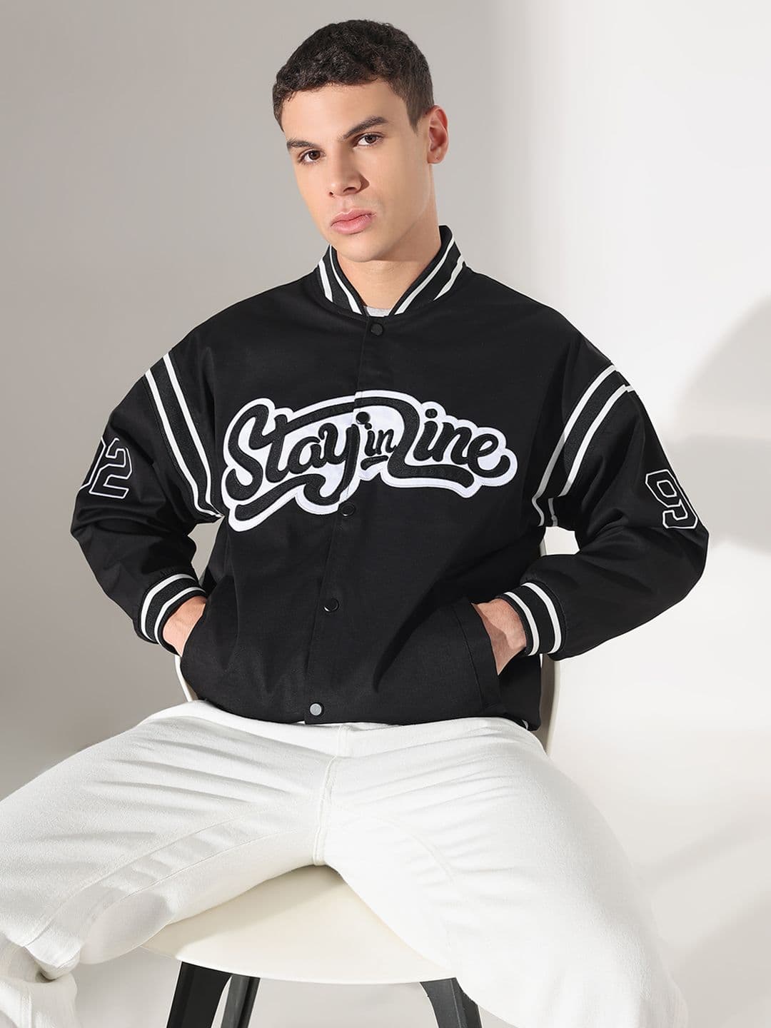 SHOWOFFFF Men Typography Windcheater Varsity Jacket - view 1