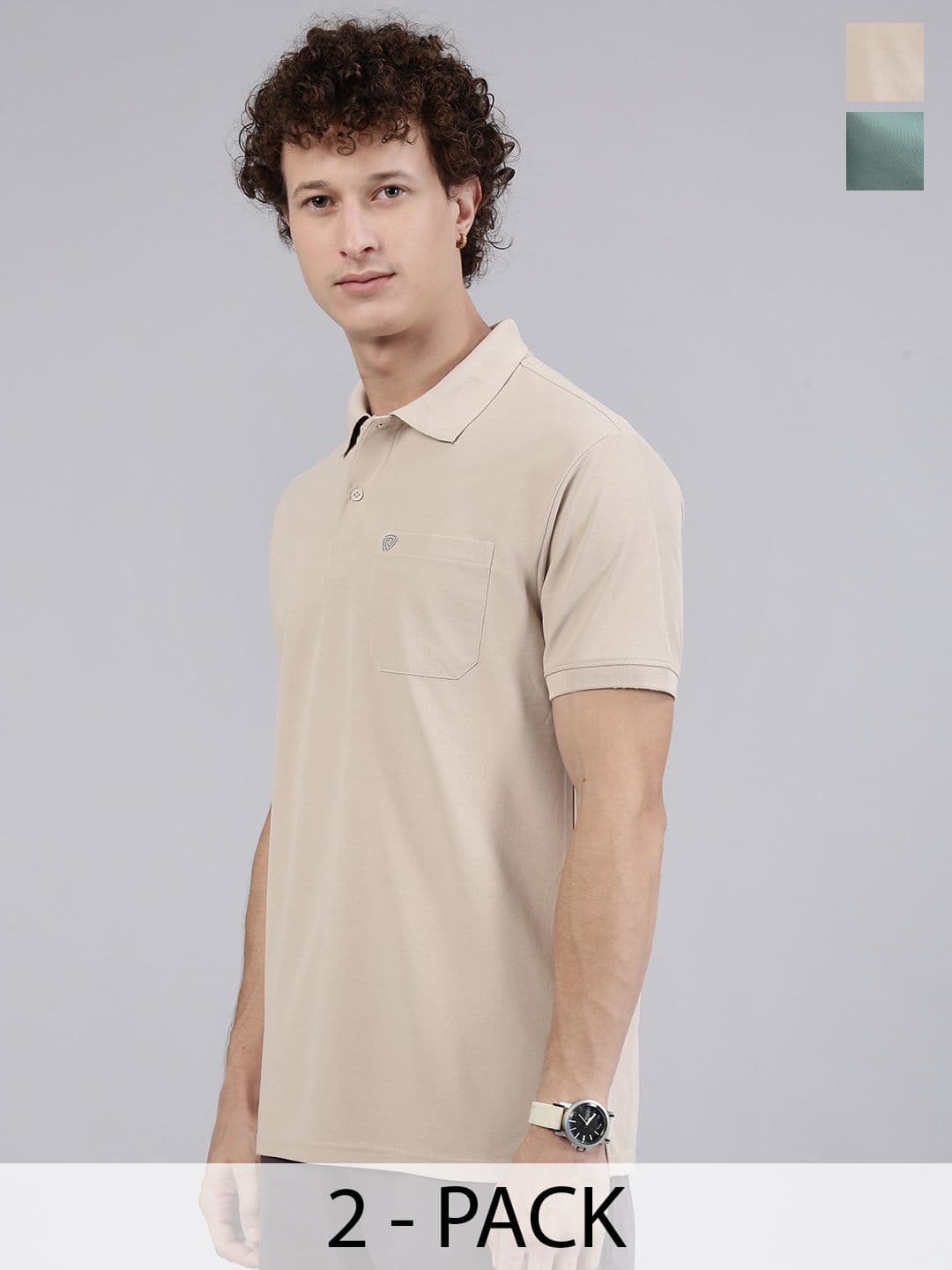 Lux Cozi Men Pack Of 2 Polo Collar Solid Lounge T-shirts - view 1