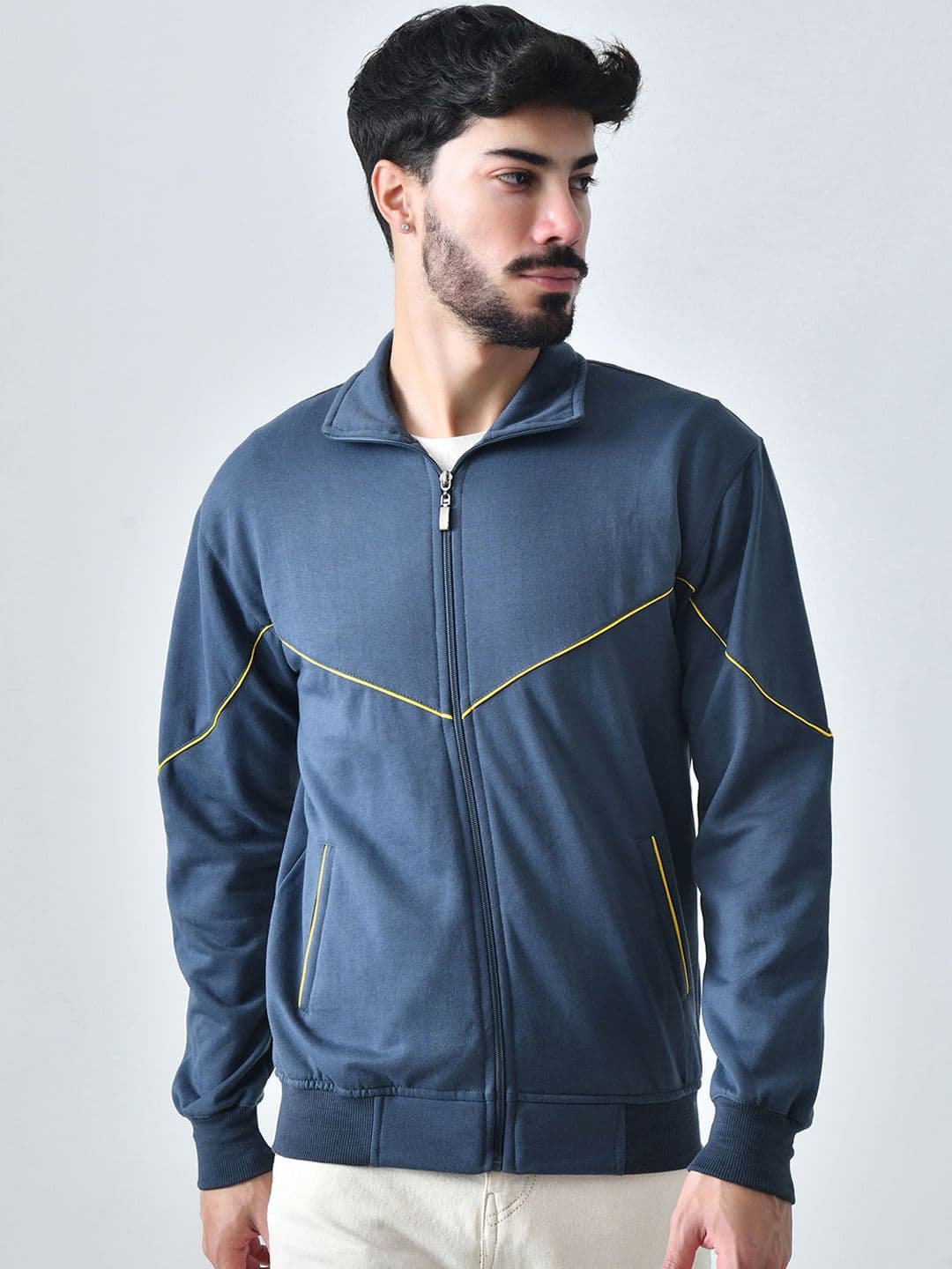 BAESD Men Mock Collar Solid Lightweight Bomber Jacket - view 1