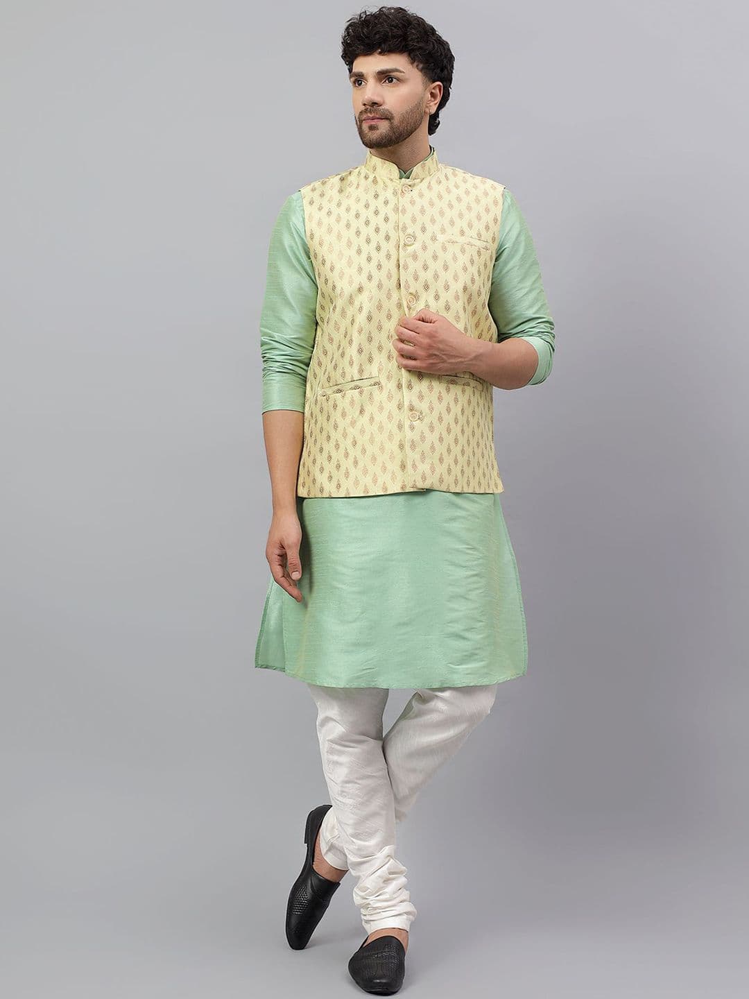 Latest Chikan Garments Men Ethnic Motifs Woven Design Nehru Jackets - view 1