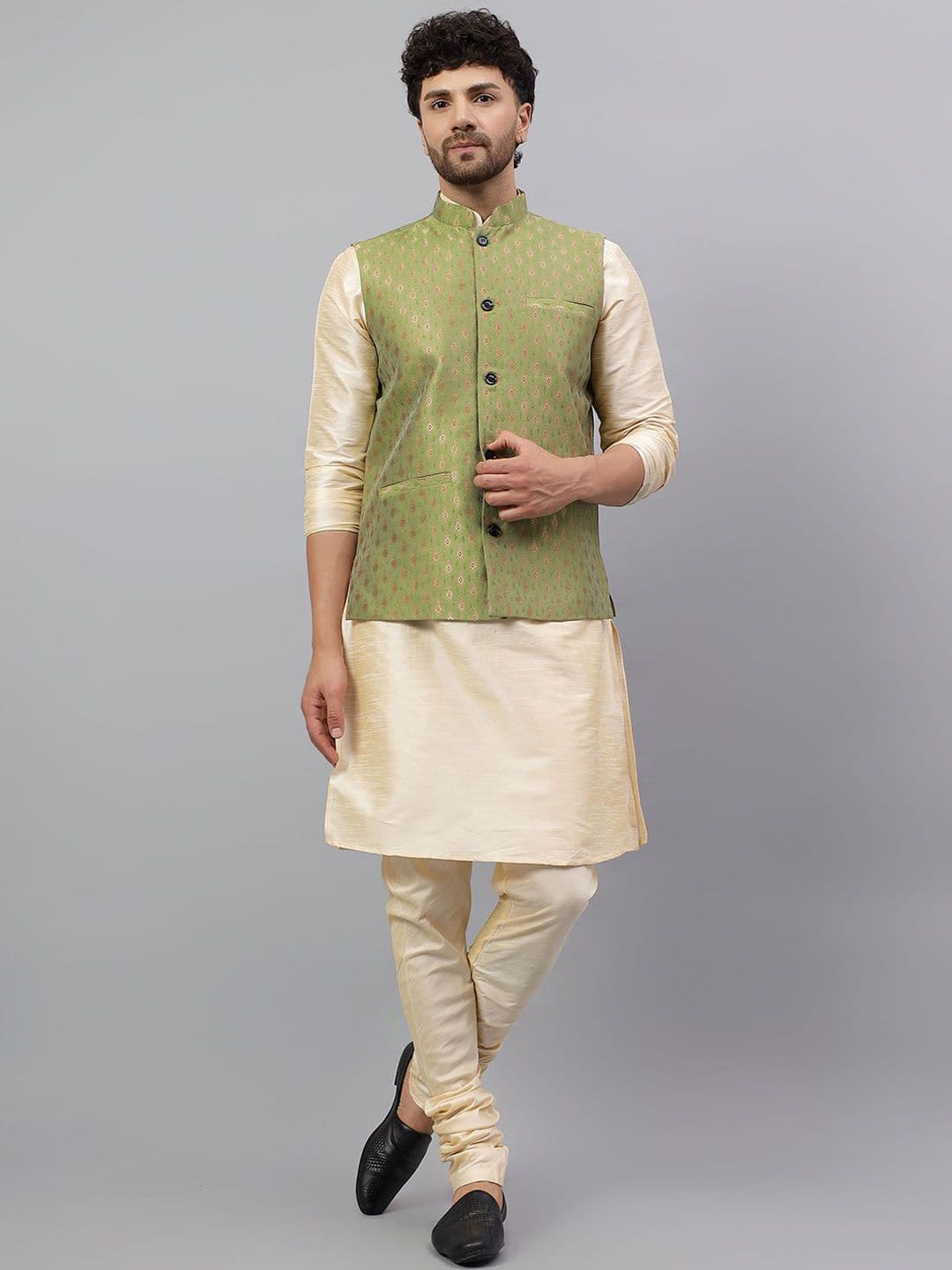 Latest Chikan Garments Men Ethnic Motifs Woven Design Nehru Jackets - view 1