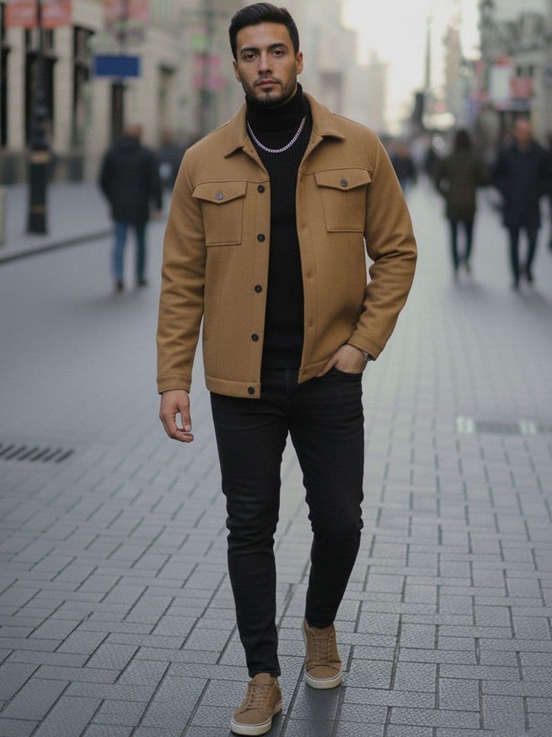 Mast & Harbour Men Spread Collar Solid Tailored Jacket - view 1