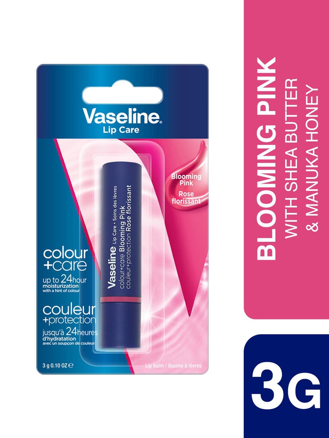 Vaseline Colour+Care Tinted Lip Balm Stick with Shea Butter 3g - Blooming Pink - view 1