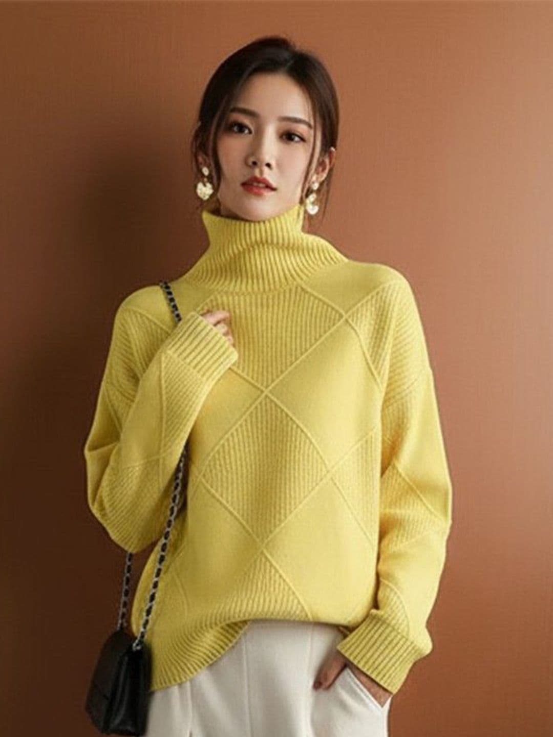 Mast & Harbour Women Turtleneck New Autumn And Winter Thickened Outer Wear Sweater - view 1