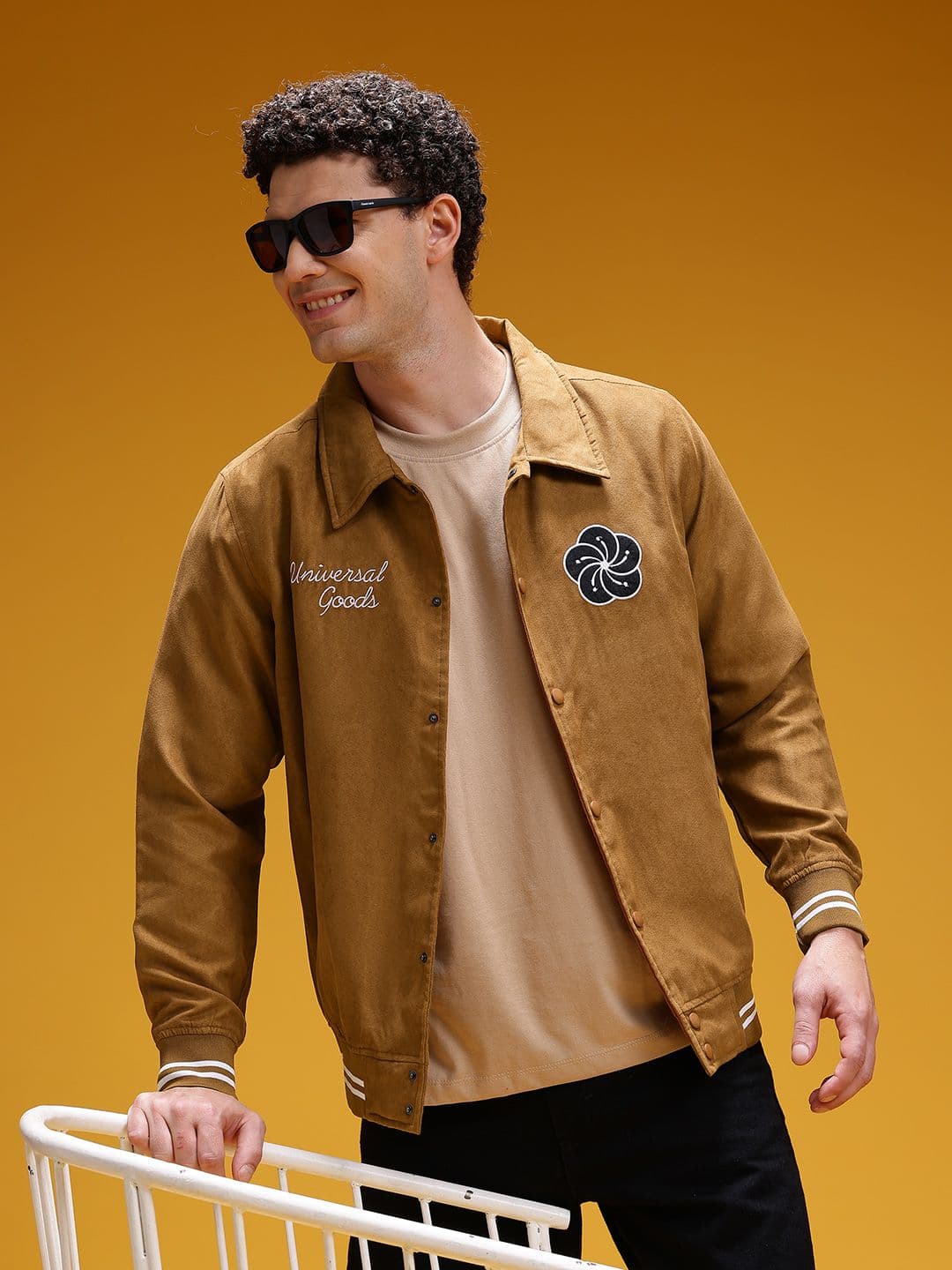 HERE&NOW Applique & Embroidered Detail Suede Finish Bomber Jacket - view 1
