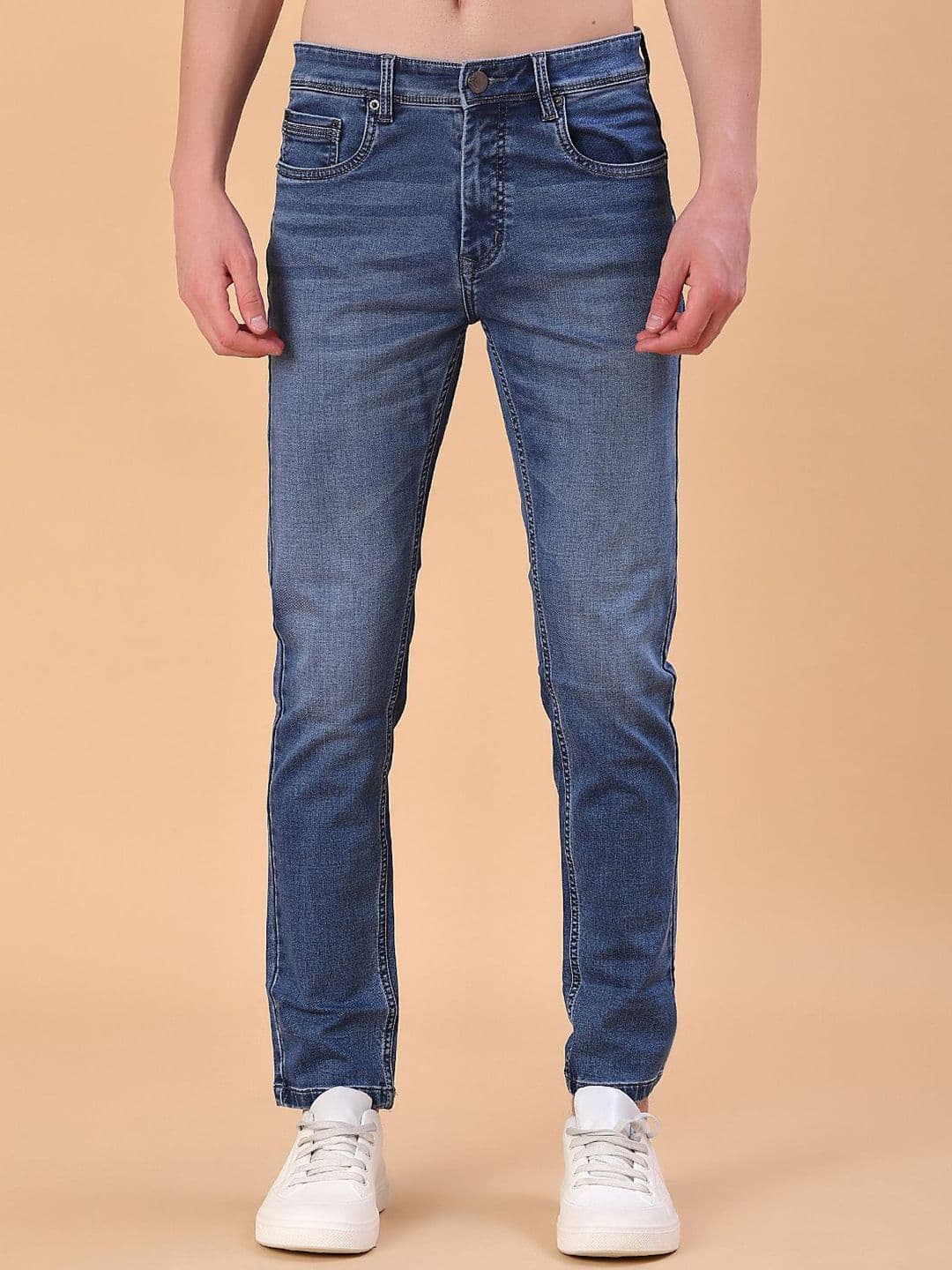 V-Mart Men Slim Fit Mid-Rise Light Fade Stretchable Jeans - view 1