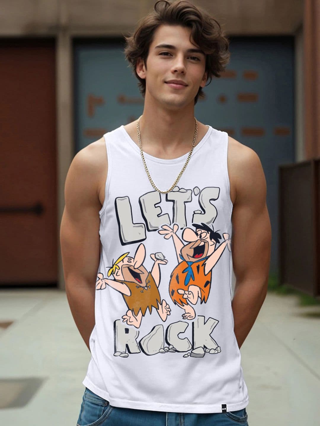 Bewakoof Men Official Cartoon Network Merchandise Rock N Roll Graphic Printed Gym Vest - view 1