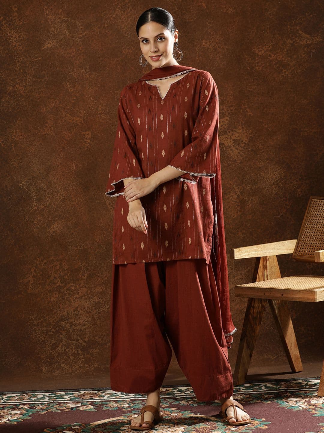 Anouk Women Printed Regular Pure Cotton Kurta Farshi Salwar with Dupatta - view 1