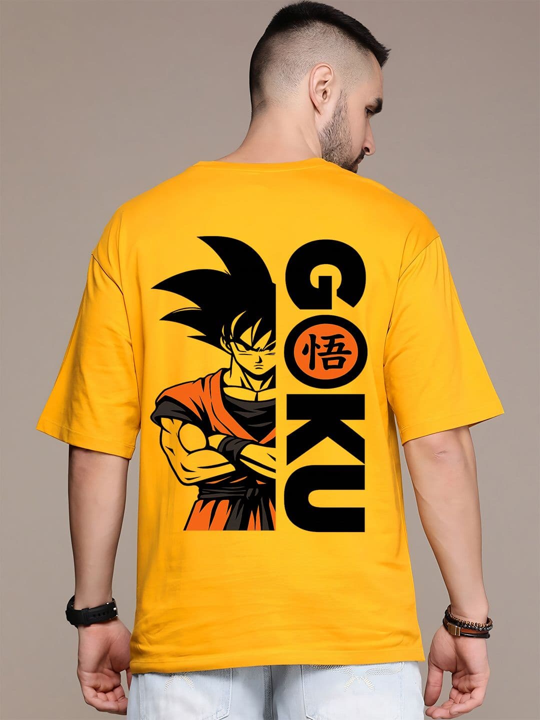 UNIQSOME Men Dragon Ball Z Graphic Printed Round Neck Cotton Oversized T-shirt - view 1