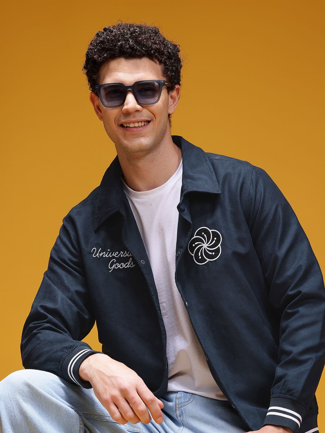 HERE&NOW Applique & Embroidered Detail Suede Finish Bomber Jacket - view 1