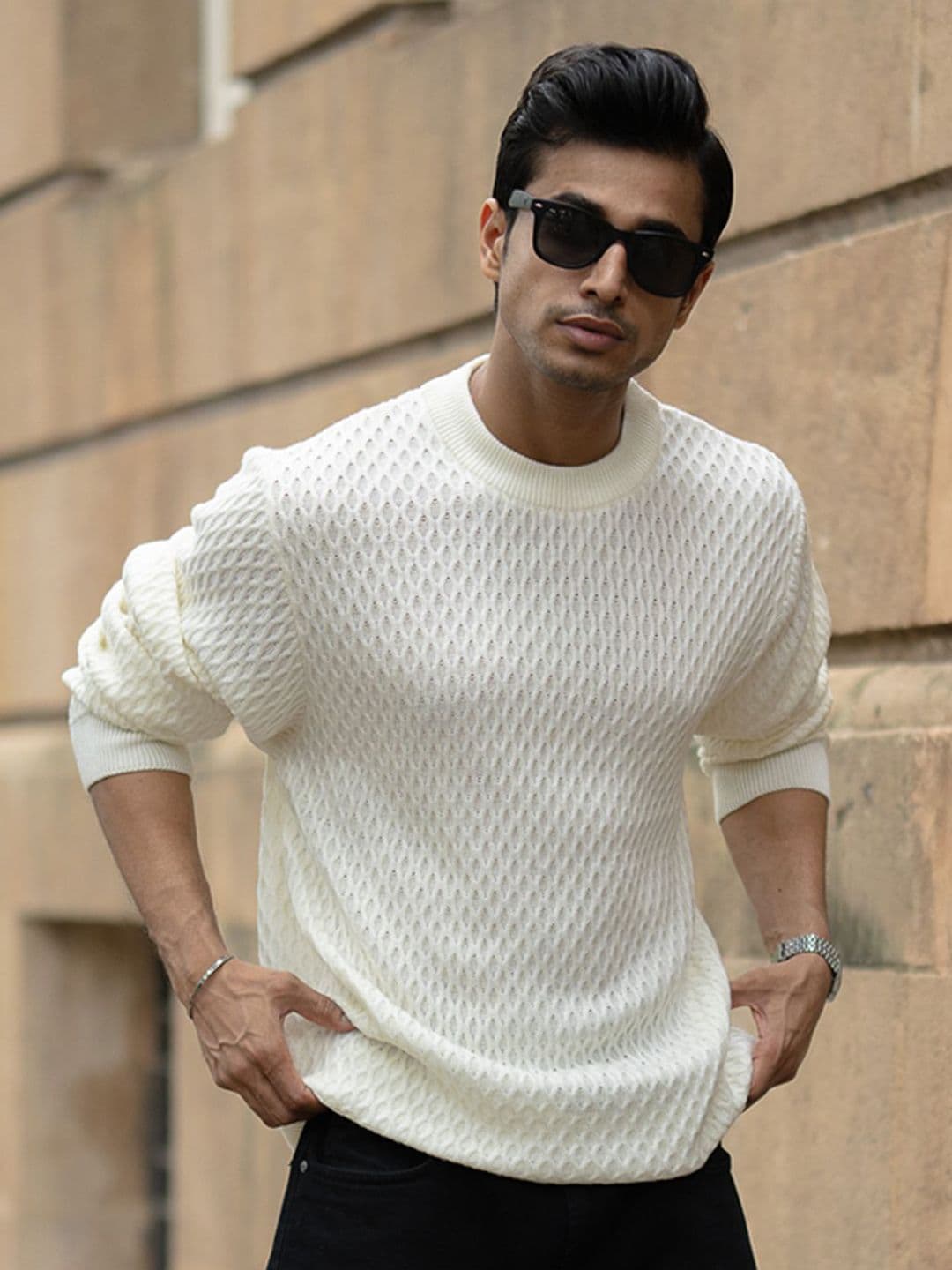 Powerlook Men Self Design Pullover - view 1