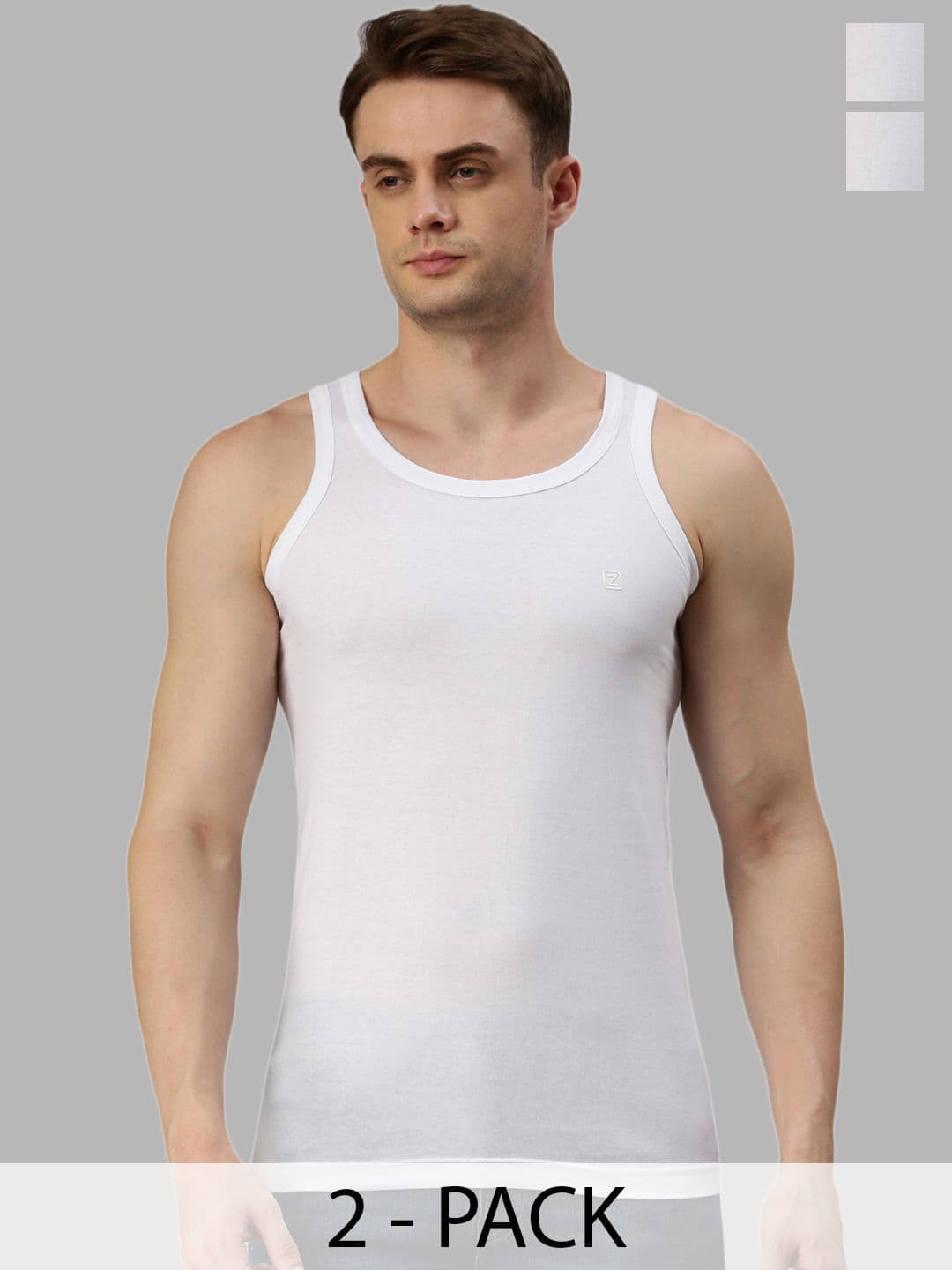 Zoiro Pack Of 2 Men Pure Cotton Sleeveless Scoop Neck Undershirt Innerwear Vests - view 1