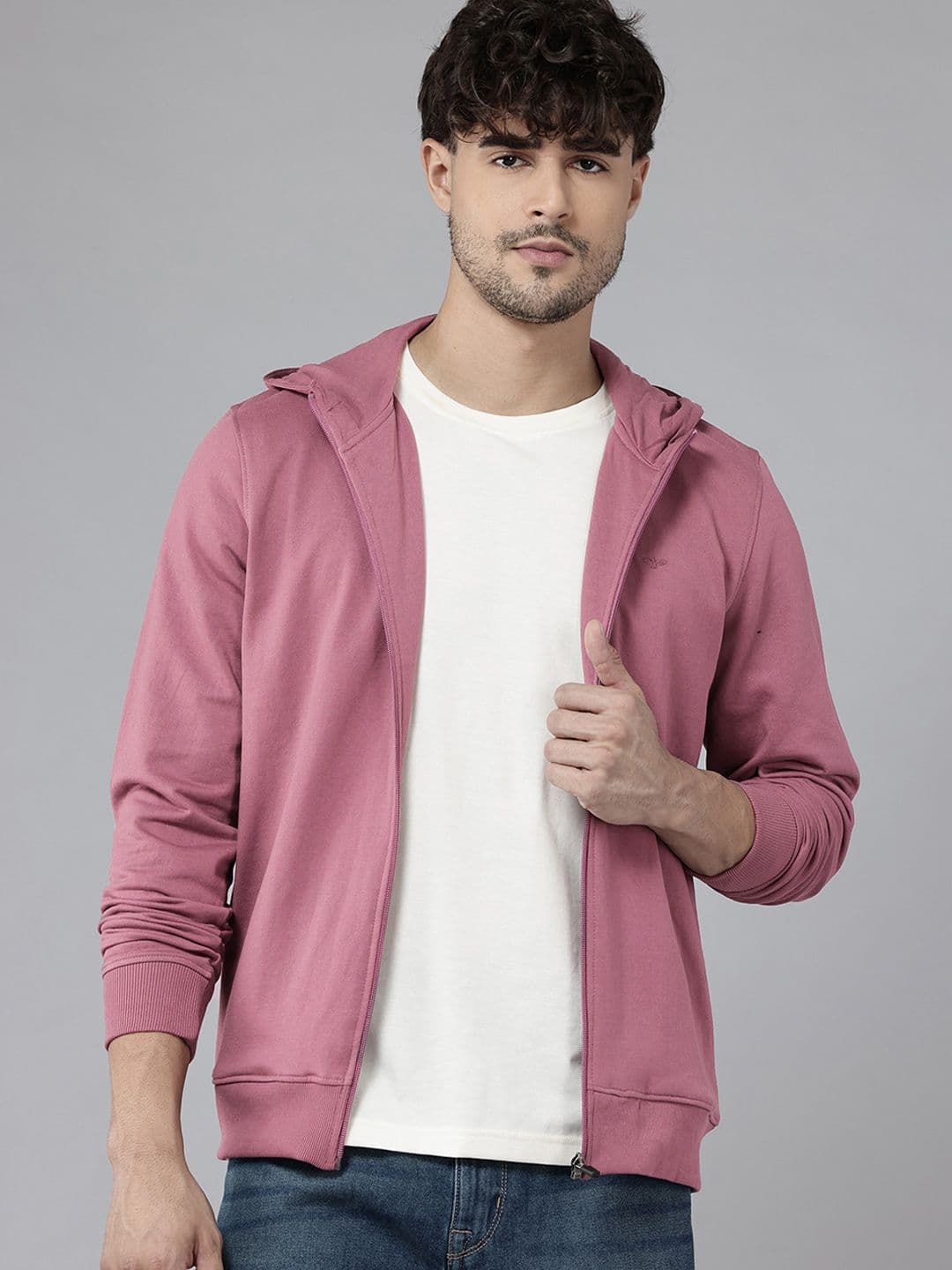 Park Avenue Solid Hooded Front Open Sweatshirt - view 1