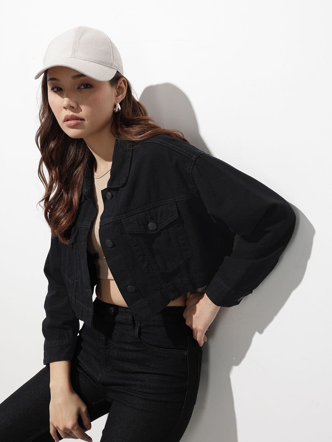 The Roadster Life Co. Fringed Pure Cotton Crop Denim Jacket - view 1