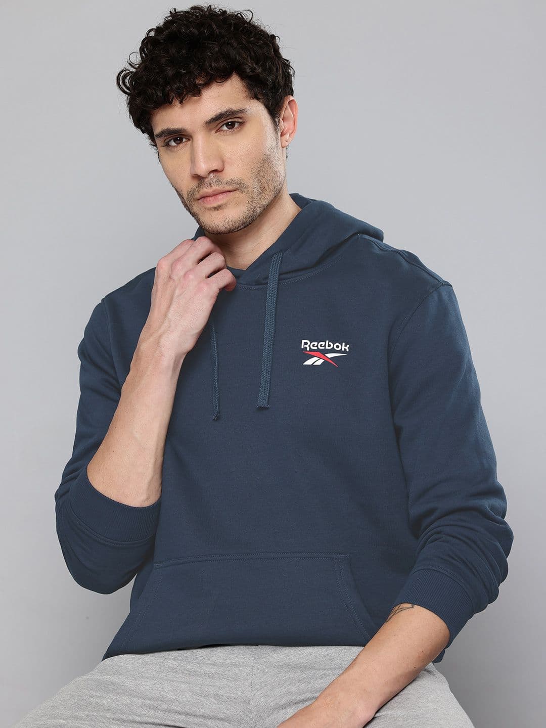 Reebok Brand Logo Print Hooded Sweatshirt - view 1