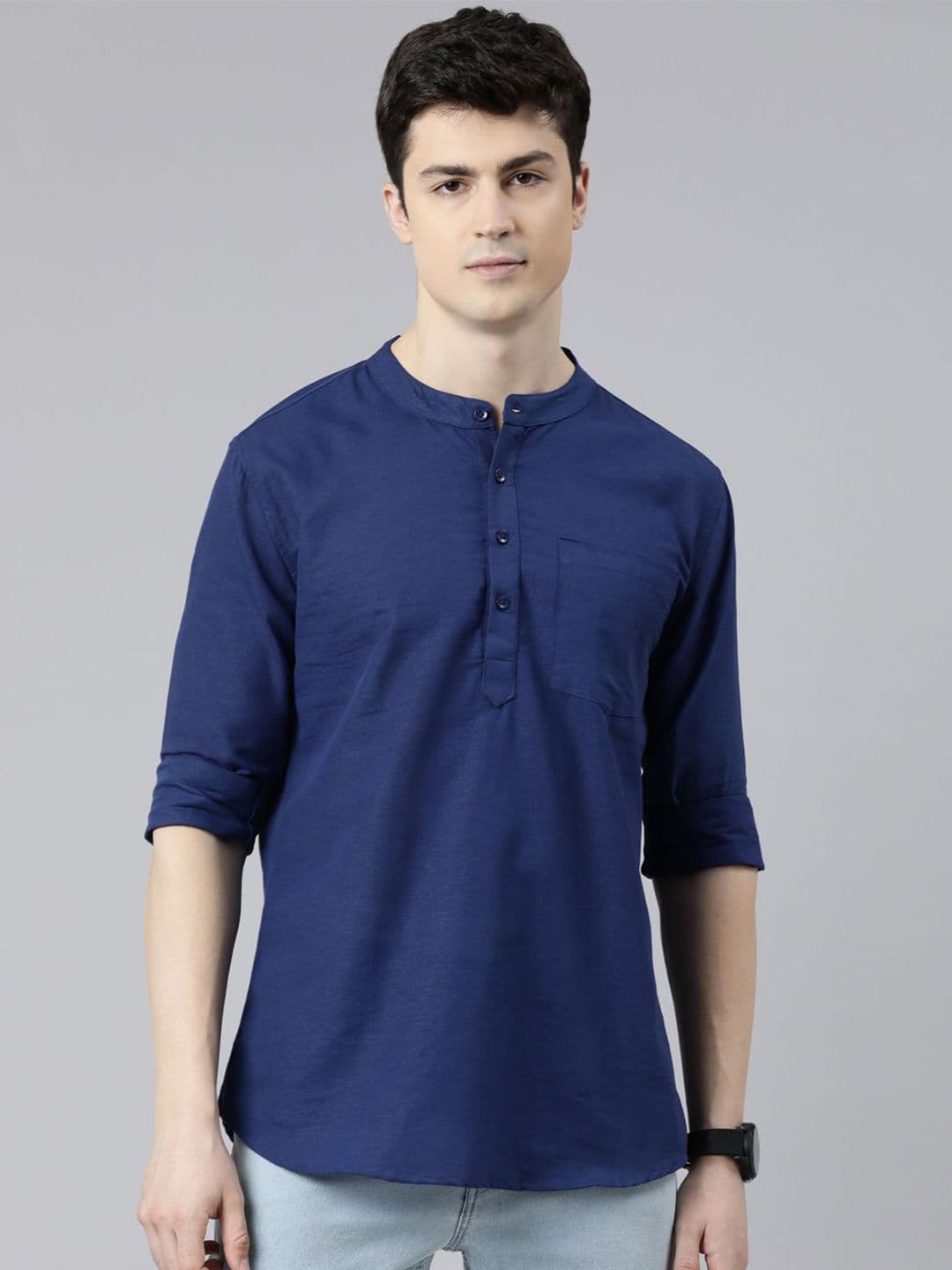 THE SOUL PATROL Men Solid Daily Pure Cotton Straight Kurta - view 1