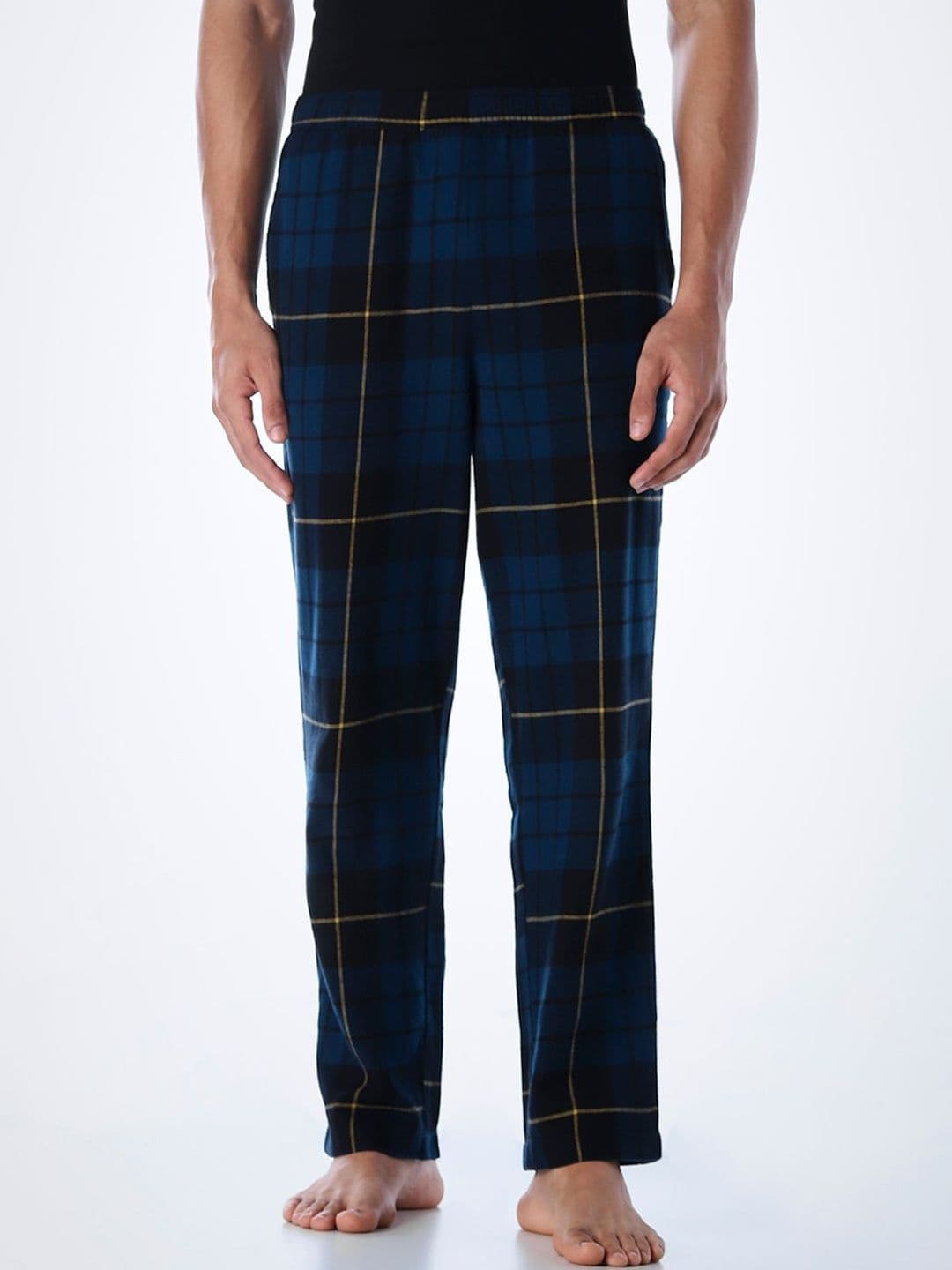 Jack & Jones Men Checked Mid-Rise Slip-On Cotton Lounge Pants - view 1