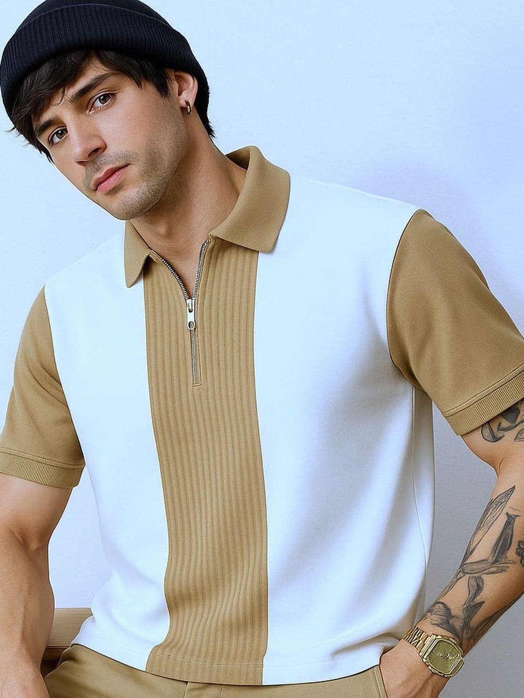 Try This Men Colourblocked Polo Collar Short Sleeve T-shirt - view 1