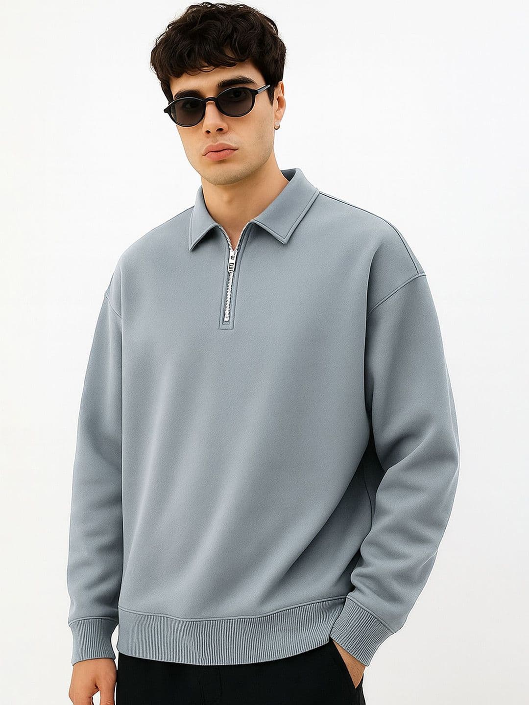 Maniac Men Plain Polo Neck Full Sleeve Sweatshirt - view 1