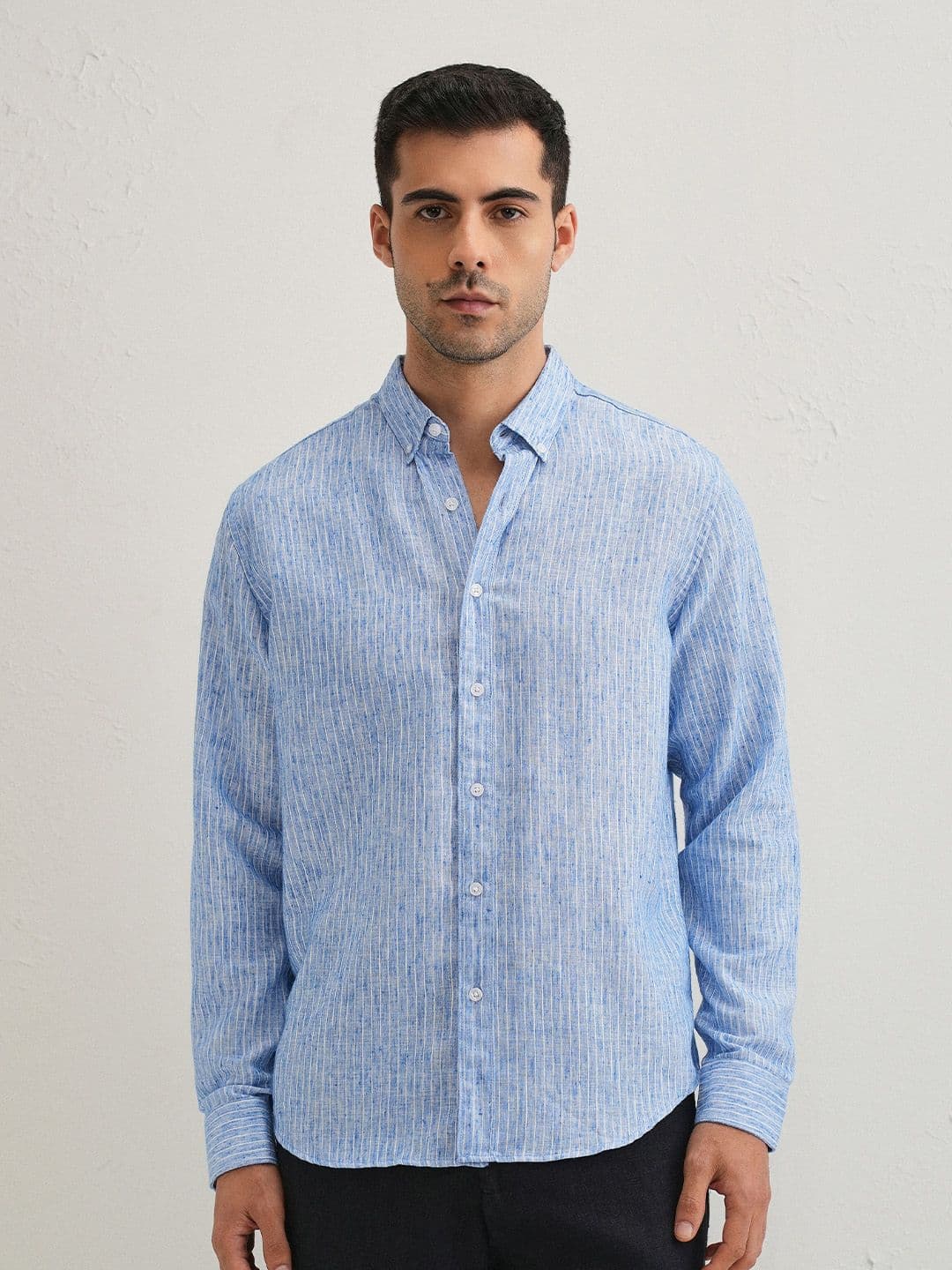 Banana Club Classic Vertical Stripes Button-Down Collar Regular Sleeves Casual Shirt - view 1