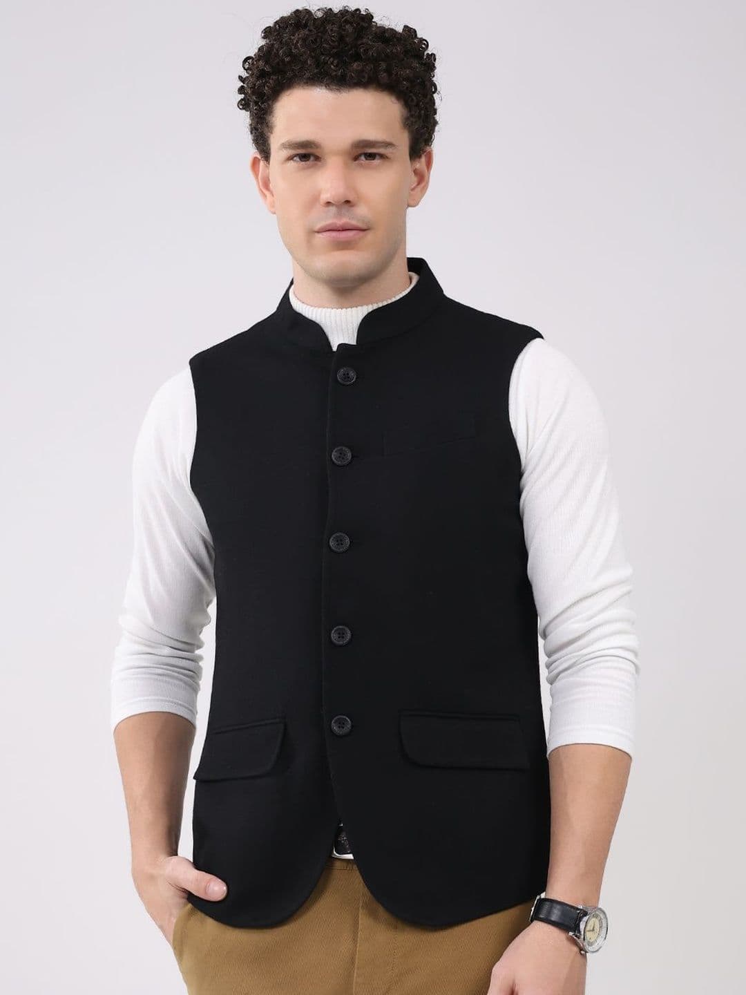 Monte Carlo Men Camouflage Woollen Sleeveless Puffer Jacket - view 1
