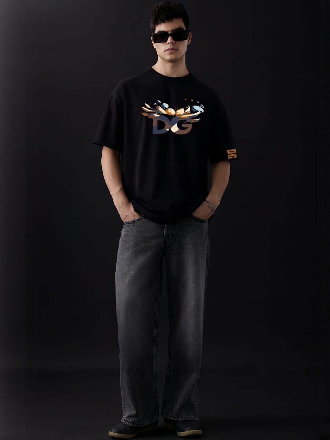 DAMN GUD DG Men's Oversized Typography Printed Drop-Shoulder Sleeves T-shirt - view 1