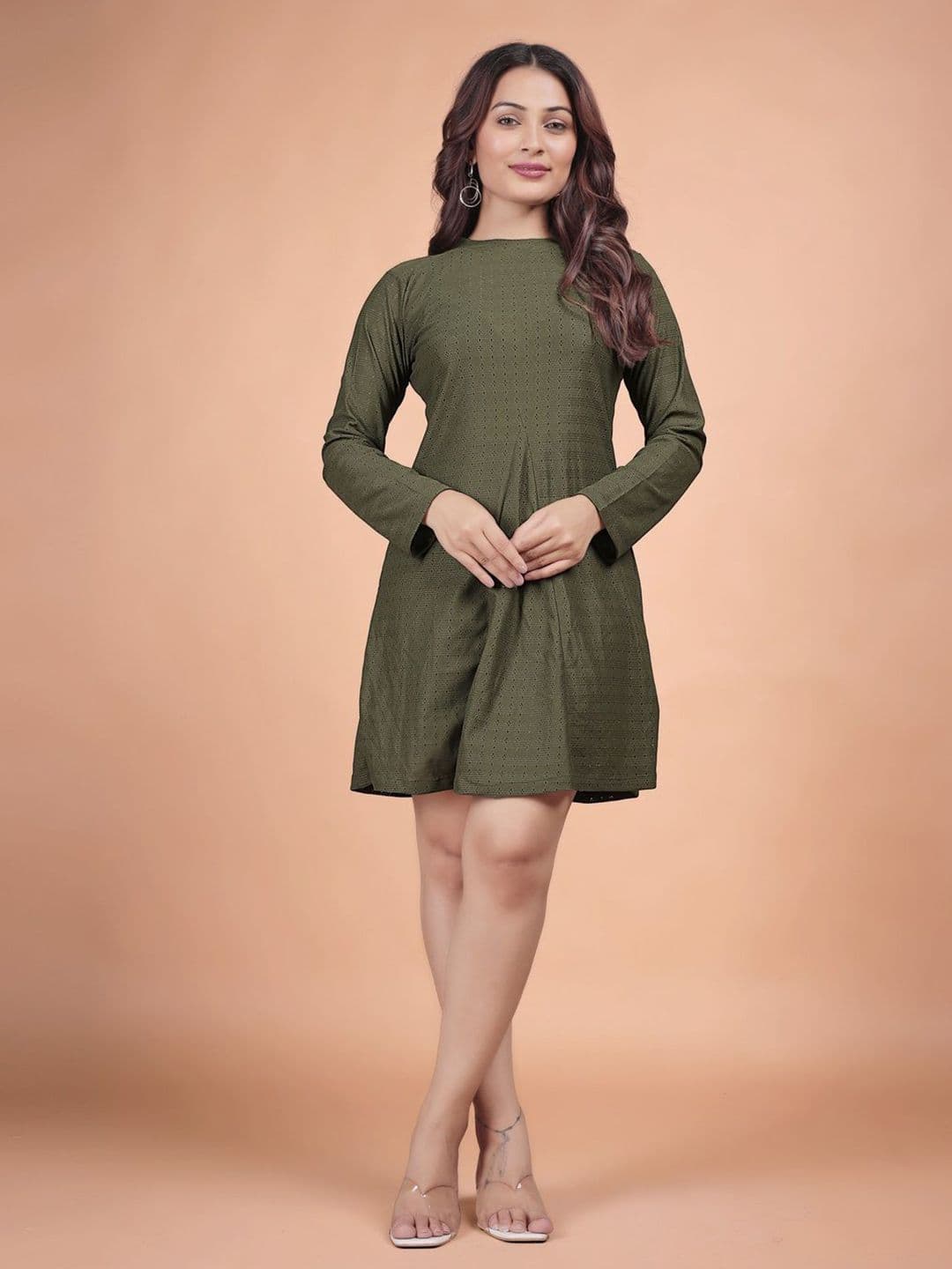NARI DREAM Women Self Design Full Sleeves A-Line Dress - view 1
