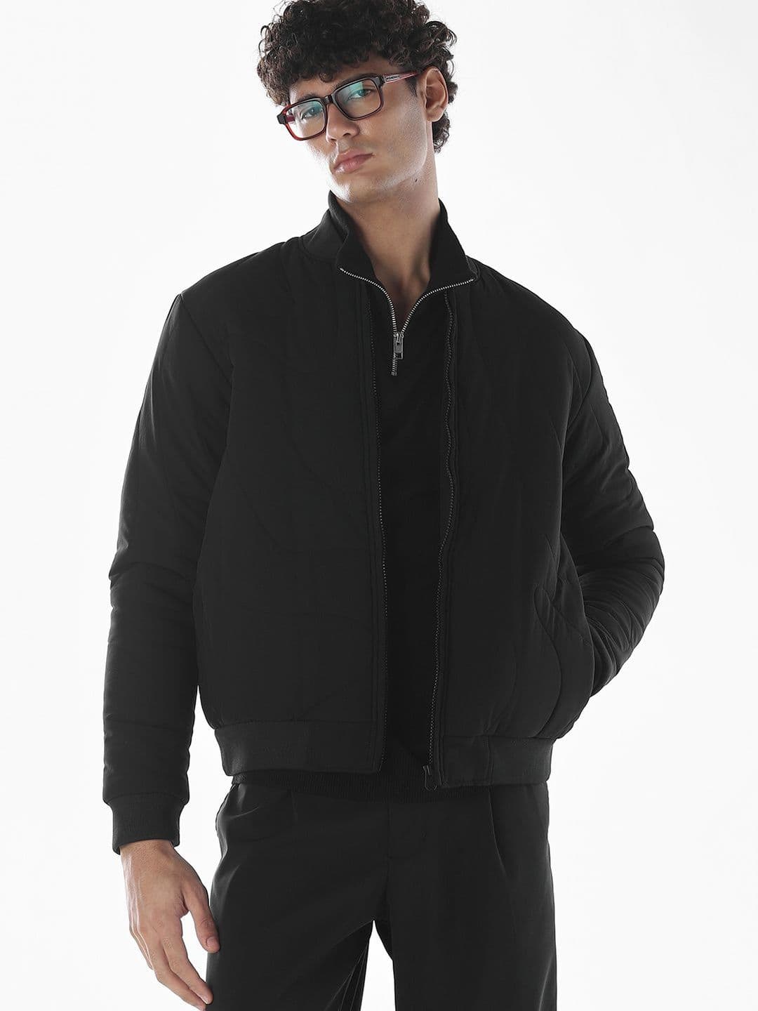 Jack & Jones Men Mock Collar Solid Bomber Jacket - view 1