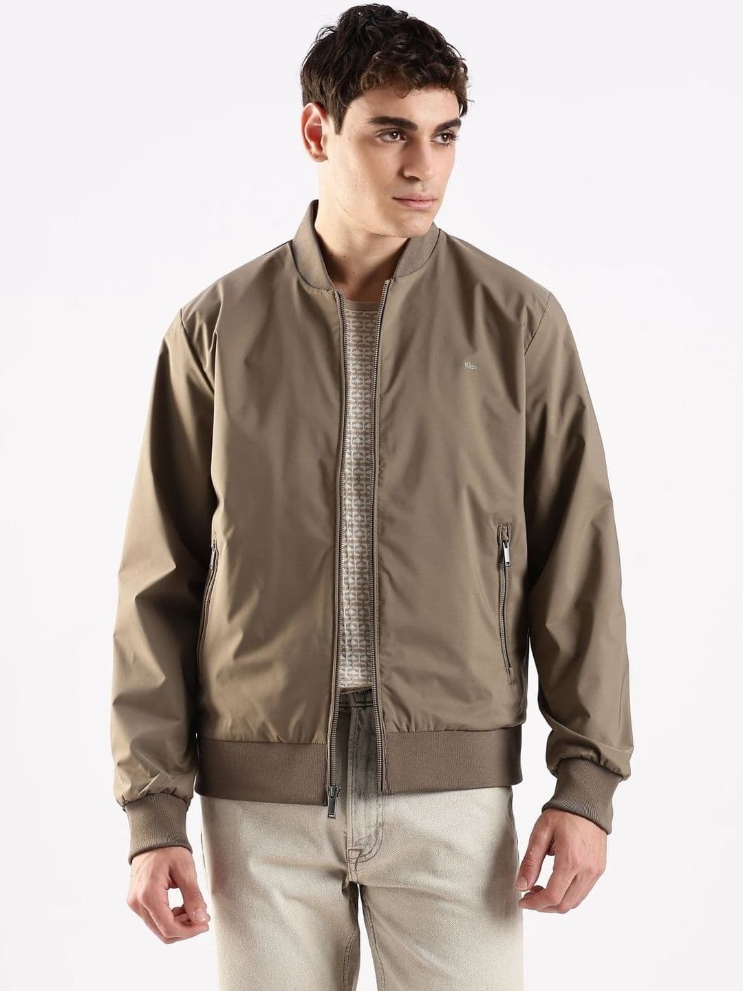 Calvin Klein Jeans Men Stand Collar Solid Bomber Jacket - view 1