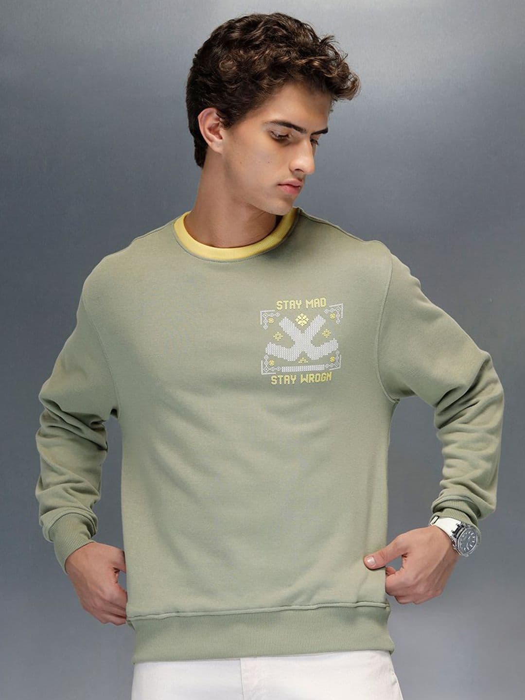 WROGN Men Printed Round Neck Pullover Sweatshirt - view 1
