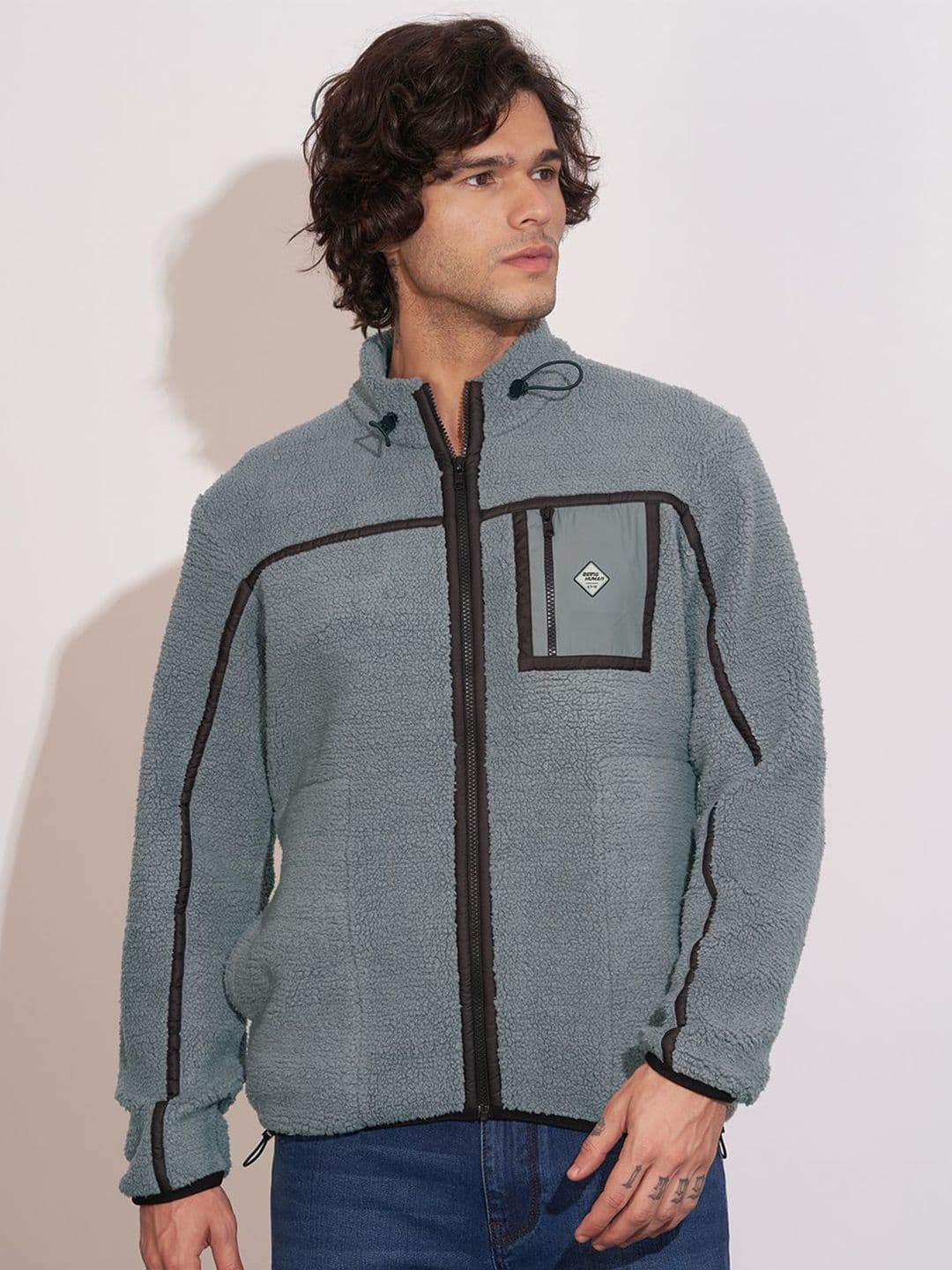 Being Human Men Regular Fit Self Design Long Sleeve Zip Detail Open Front Jacket - view 1