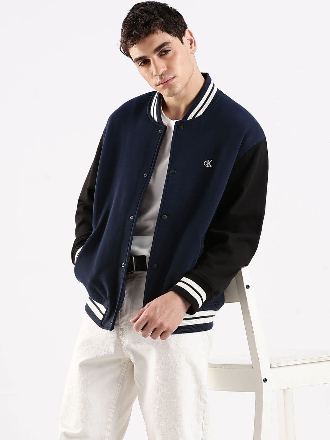 Calvin Klein Jeans Men Stand Collar Solid Bomber Jacket - view 1